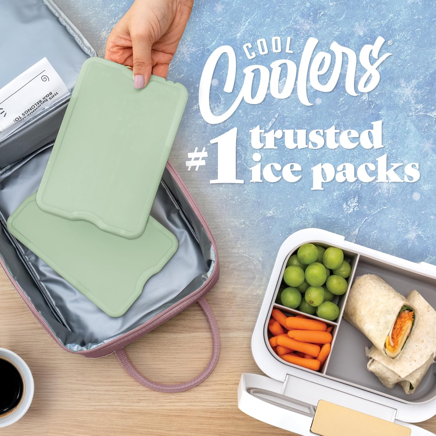 Thumbnail 1 de Fit & Fresh Cool Coolers XL Slim Ice Packs (4-Pack), Quick Freeze Reusable Lunch Cooler Ice Packs, Sage