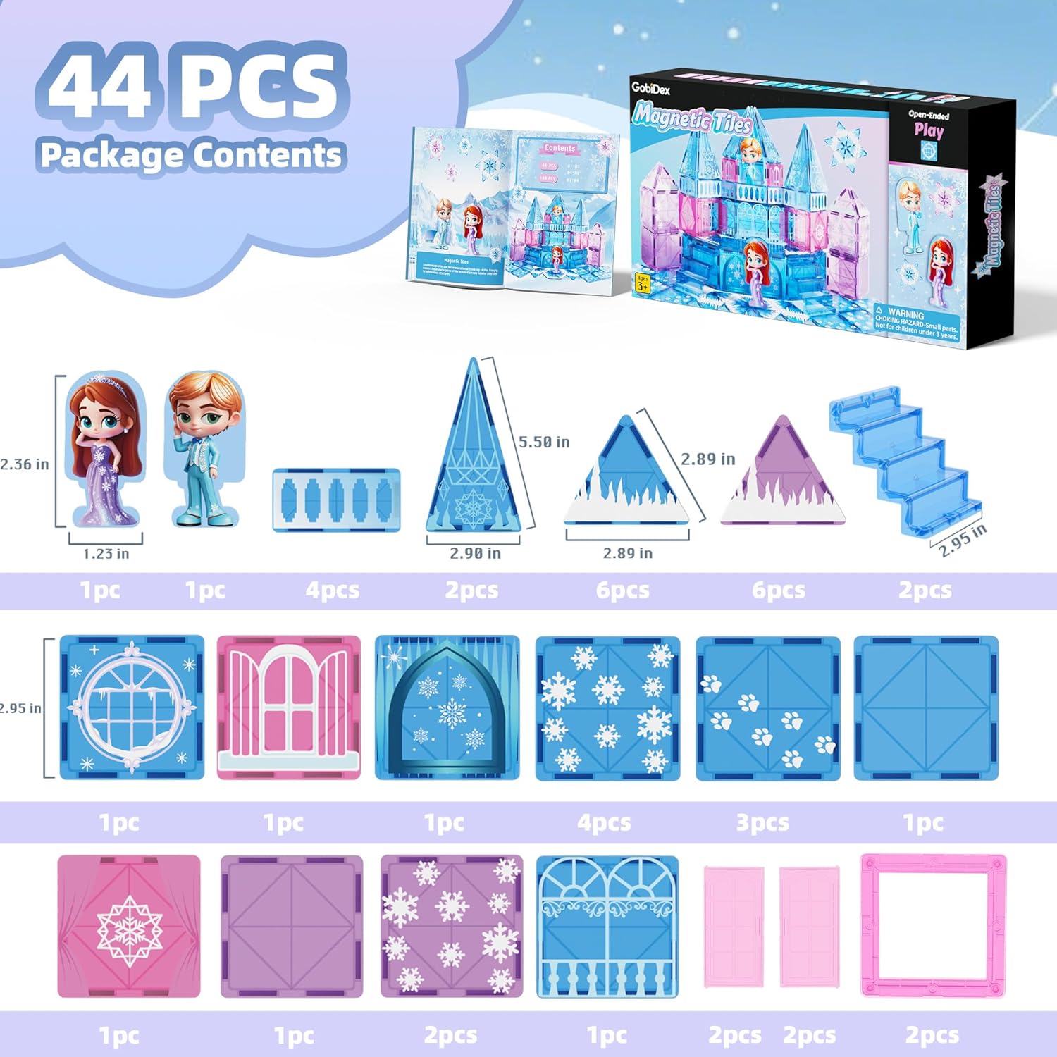 Thumbnail 6 de GobiDex Magnetic Building Blocks Princess Castle Set with 2 Dolls & Stairs