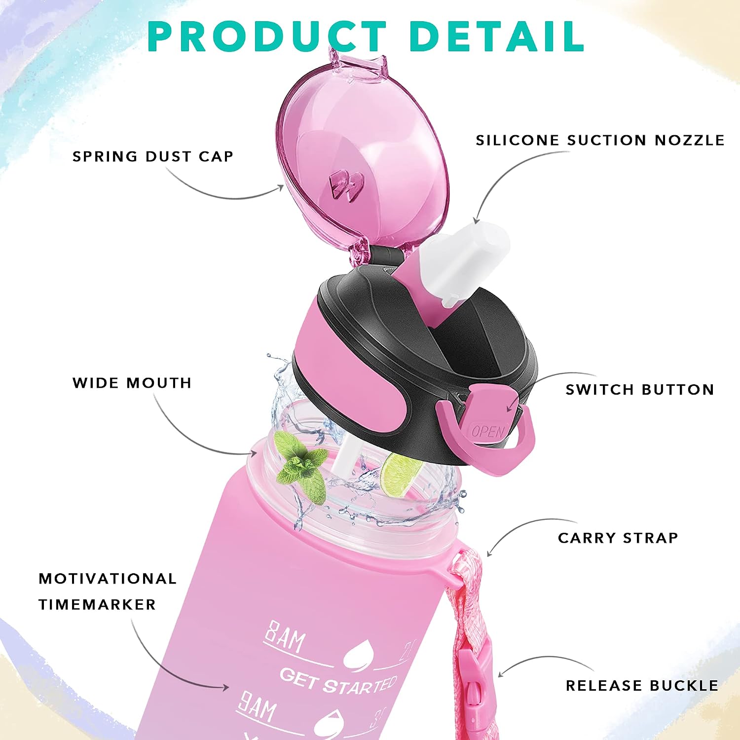 Detalle de Enerbone 32 oz leakproof water bottle