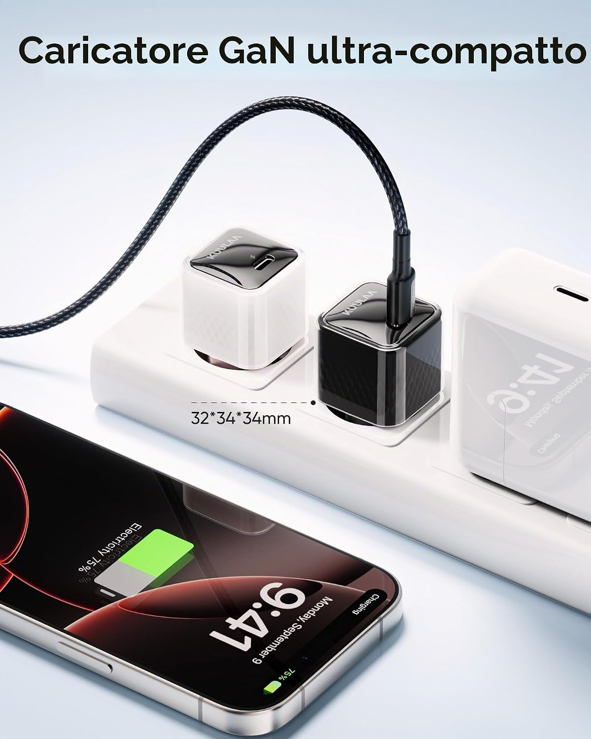 Detalle de Caricatore USB-C 35 W GaN II PD: compatibilità ampia e pocket-friendly per iPhone, iPad e altri dispositivi