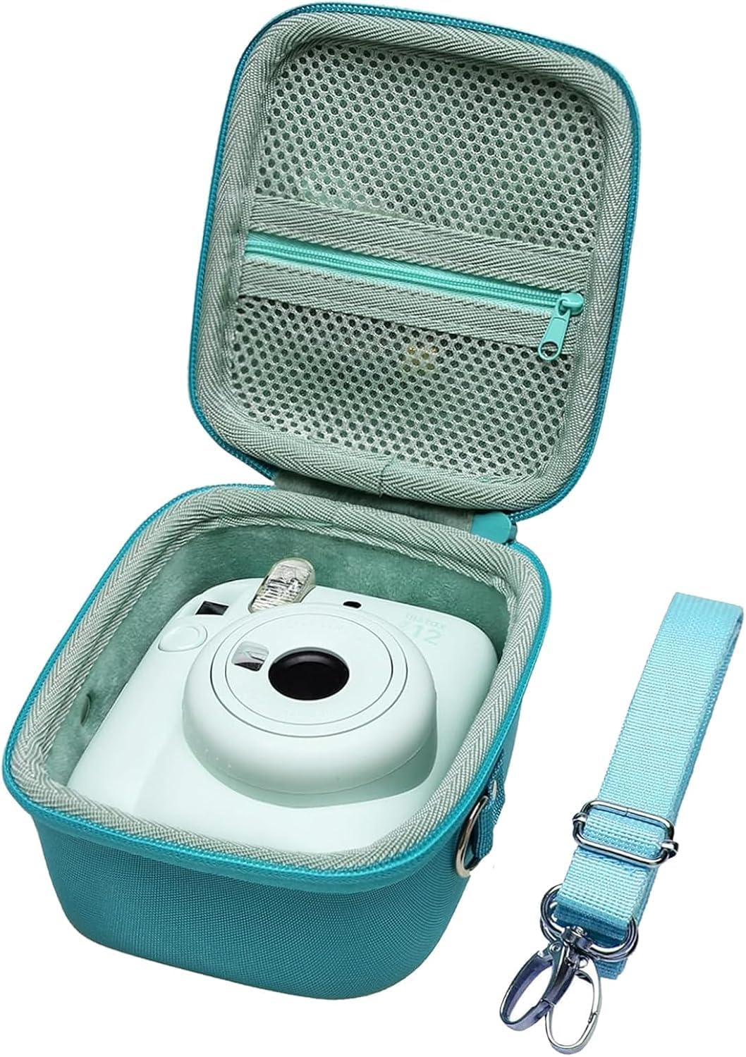 Detalle de XANAD Hart Schutz Hülle für Instax Mini – Etui mit Schultergurt (grün) passend für Mini 13/12/11/9/…