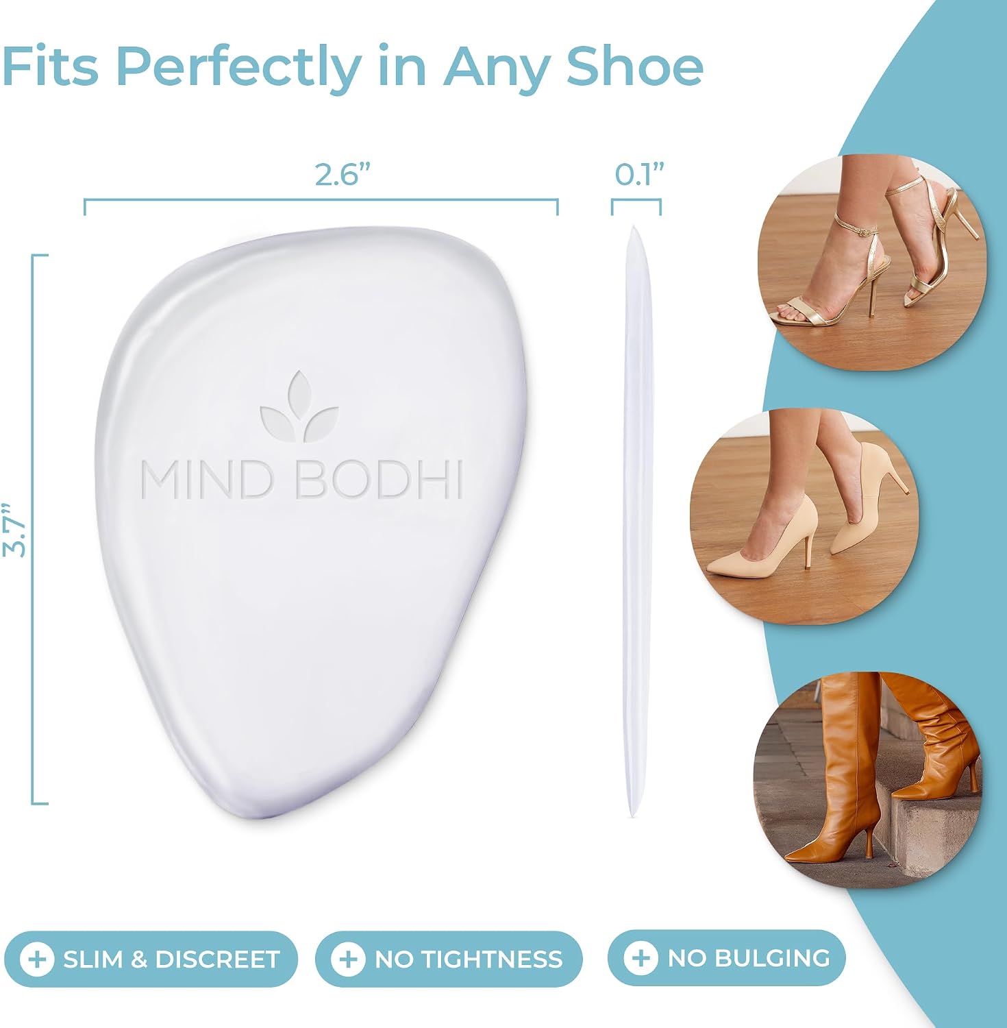 Detalle de Mind Bodhi Ball of Foot Cushions for Women, Clear Gel, 2 Pairs