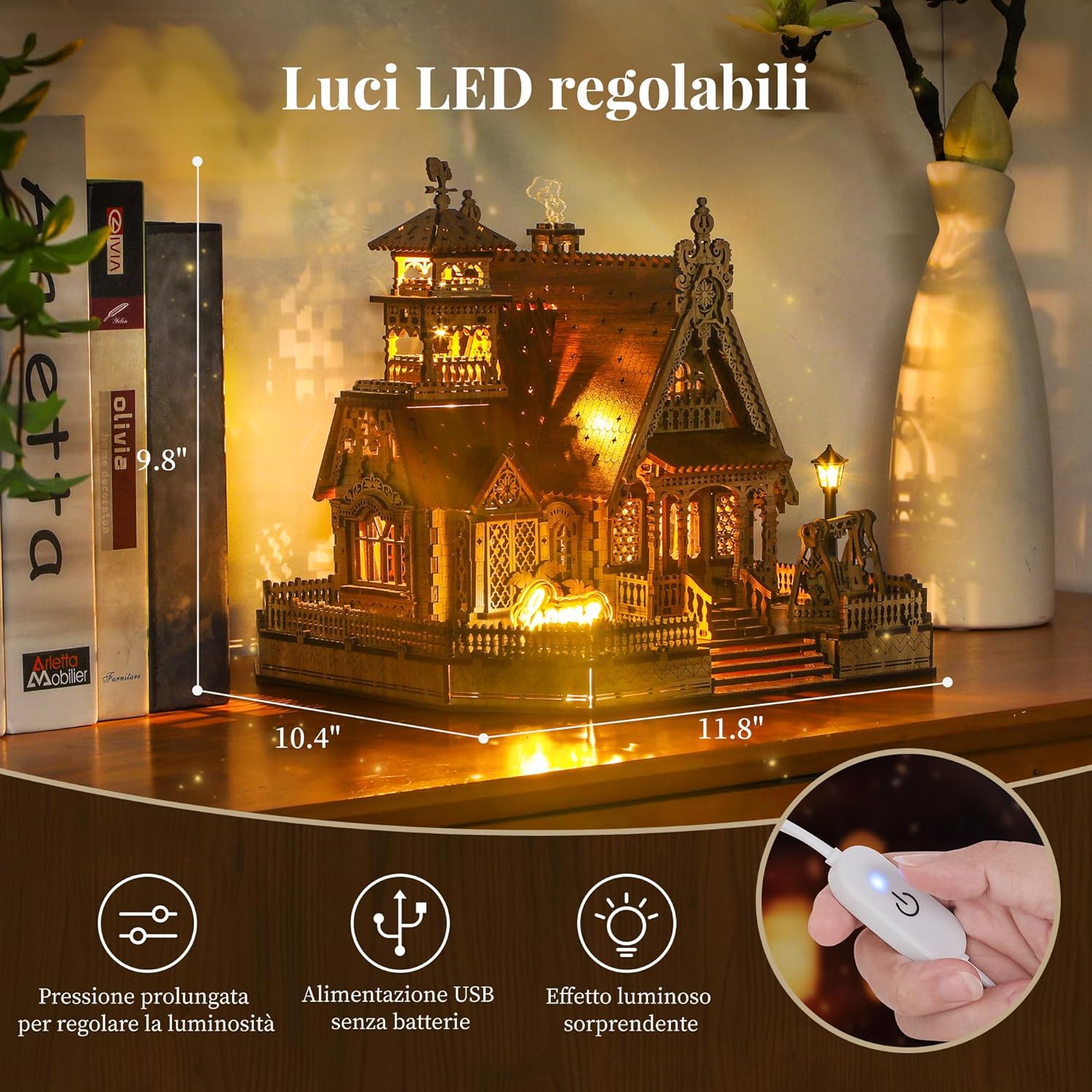Thumbnail 4 de FUNPOLA LED 3D Puzzle di legno – Casetta di campagna con luci LED