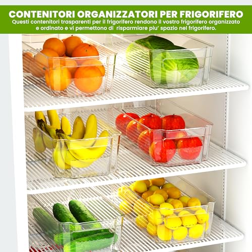 Detalle 2 de KICHLY Cestini Organizzatori trasparenti per dispensa – Set da 6 contenitori impilabili, senza BPA