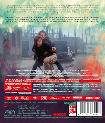 Detalle 2 de La Escalera de Jacob (Jacob's Ladder) – 4K UHD + Blu-ray, edición de Divisa Films