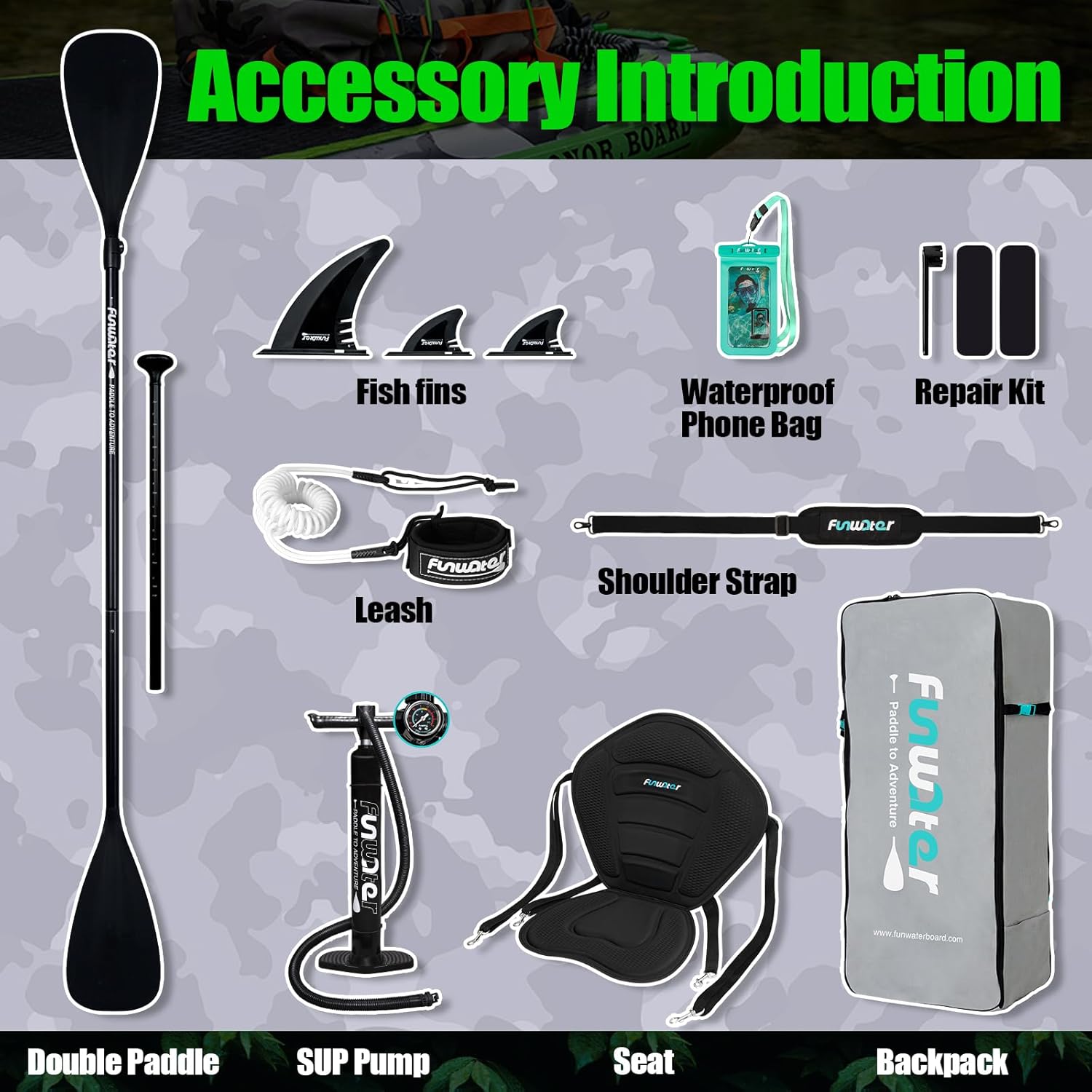 Thumbnail 2 de FunWater Inflatable Stand Up Paddle Board with Premium Accessories (11'6'' / 11' / 10'6'')