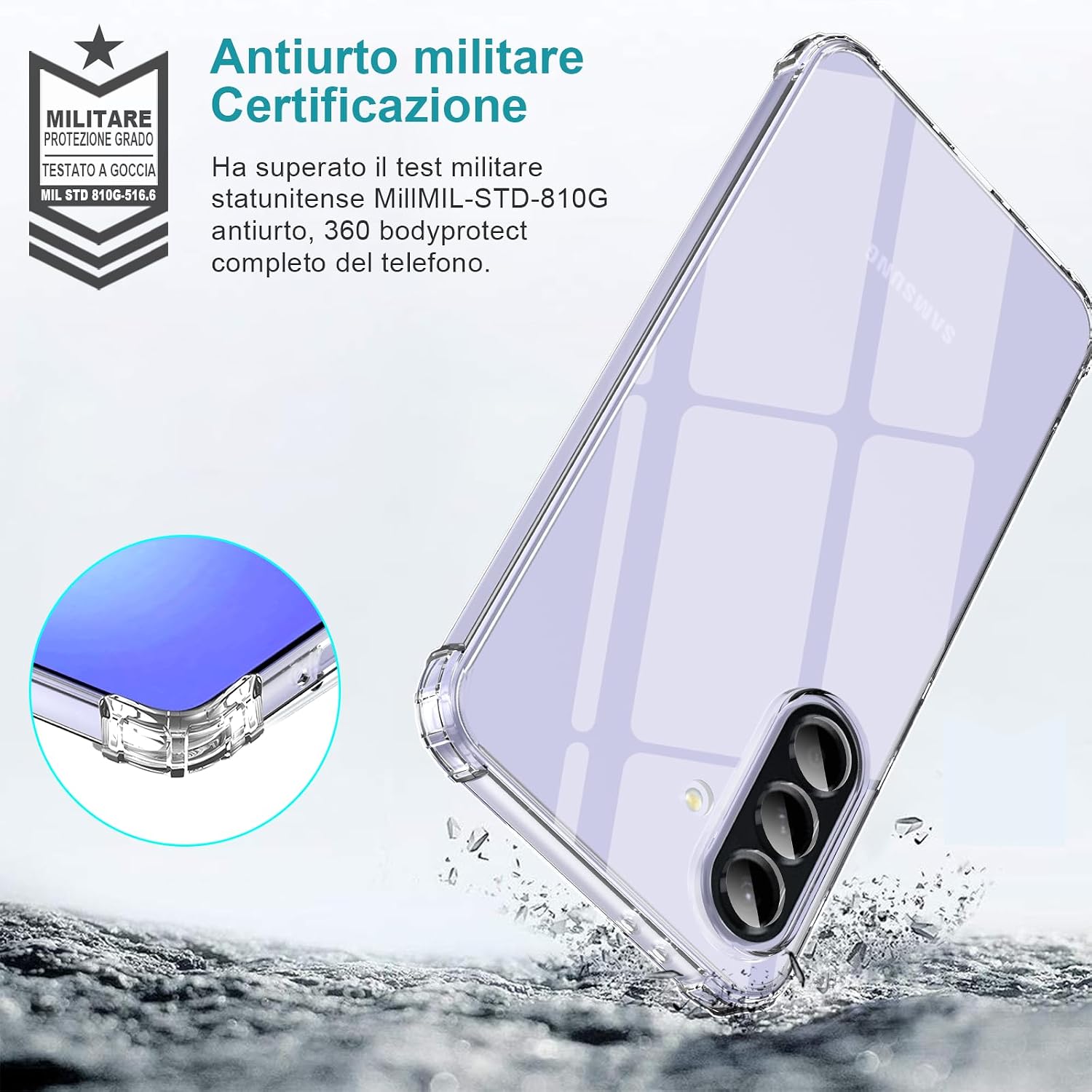 Thumbnail 2 de LeYi Cover per Samsung Galaxy A36 5G con 2 Vetri Temperati: Protezione Slim in TPU Gel