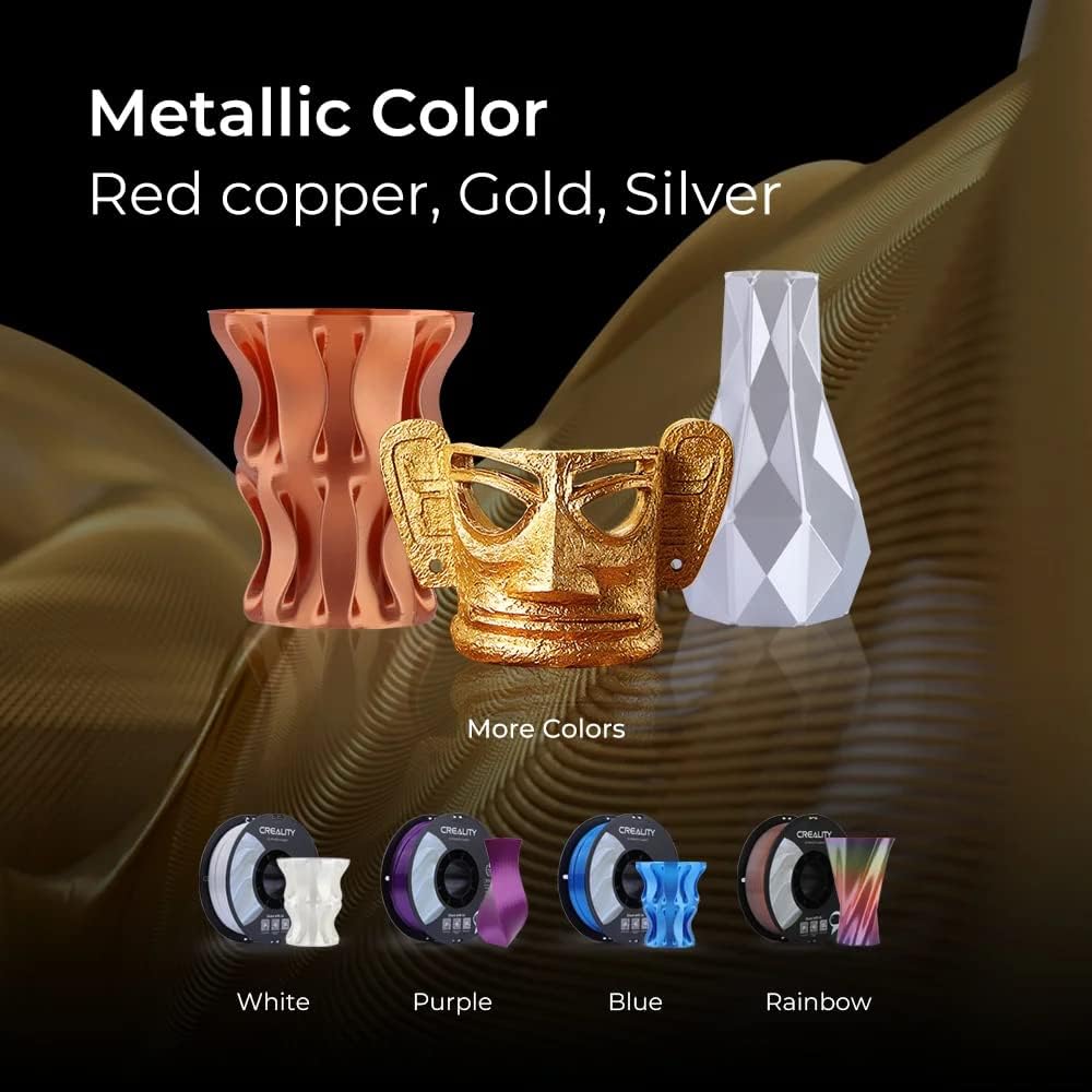 Detalle de Creality Silk PLA 3D Printer Filament, 1.75mm, 1kg, Gold Gloss Finish