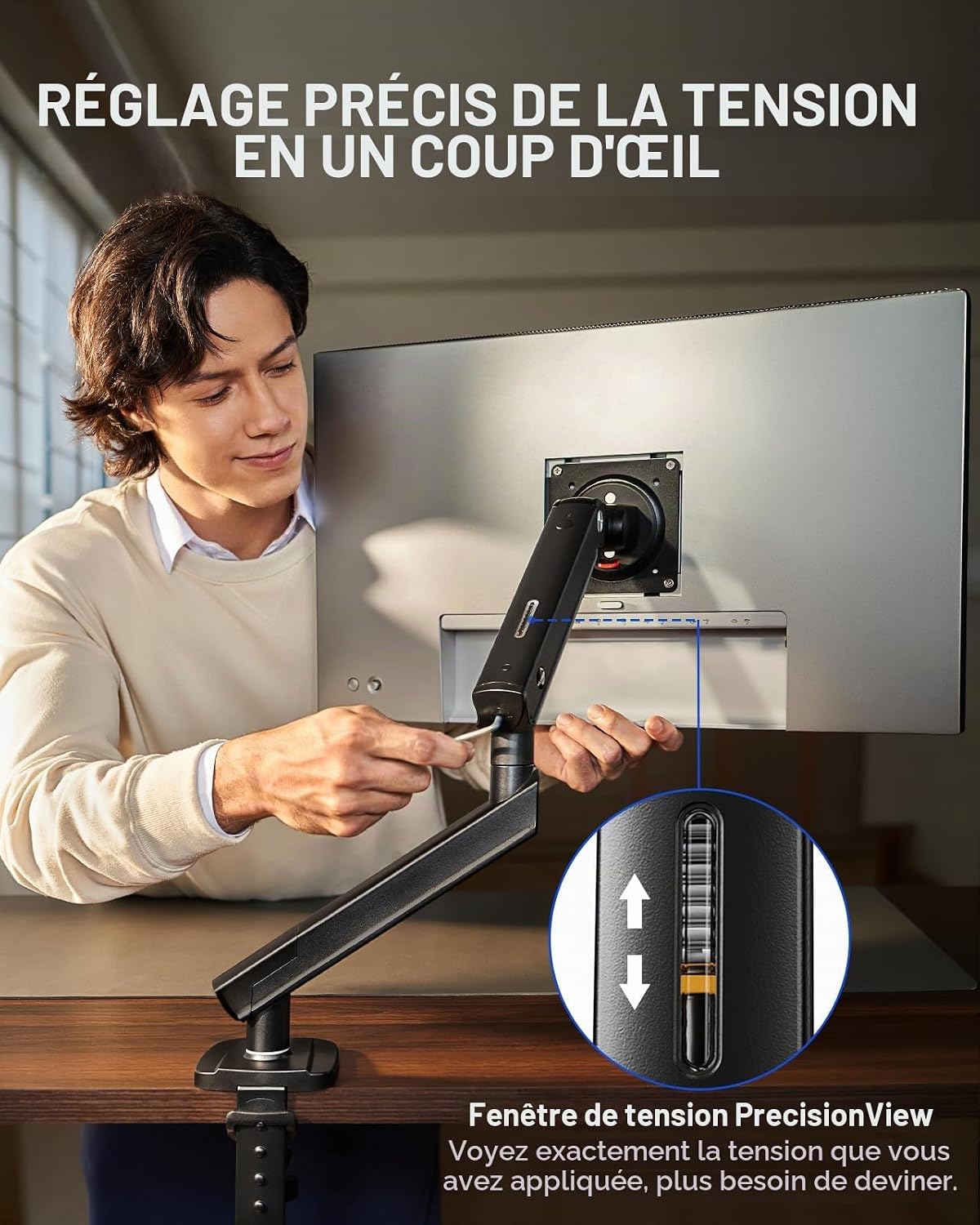 Thumbnail 4 de HUANUO FlowLift™ Pro HNDMA118B-SS monitorarm voor 13- tot 32-inchschermen