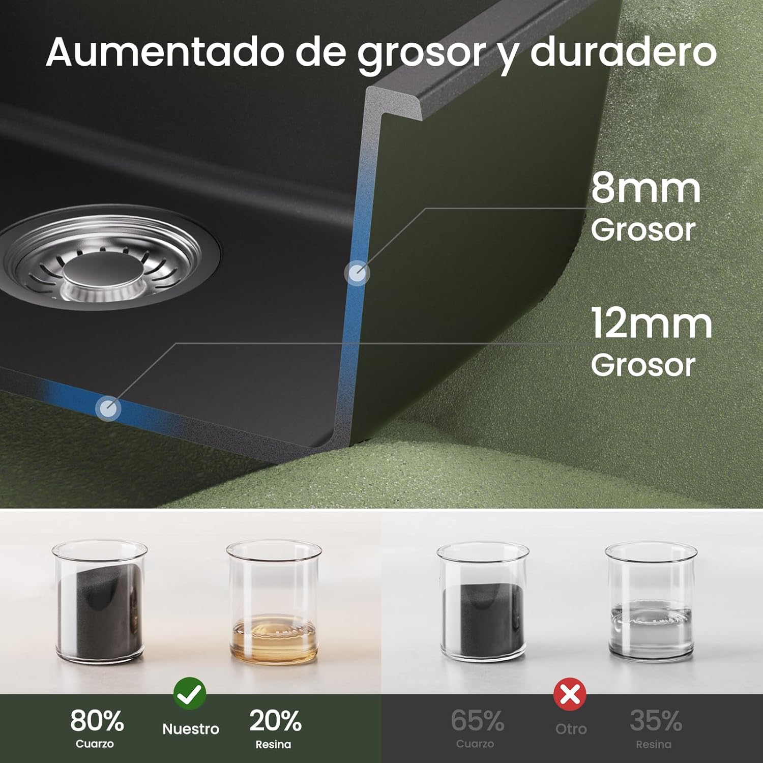 Thumbnail 4 de CECIPA Lavello in granito nero 30x45 cm rettangolare con set di scarico