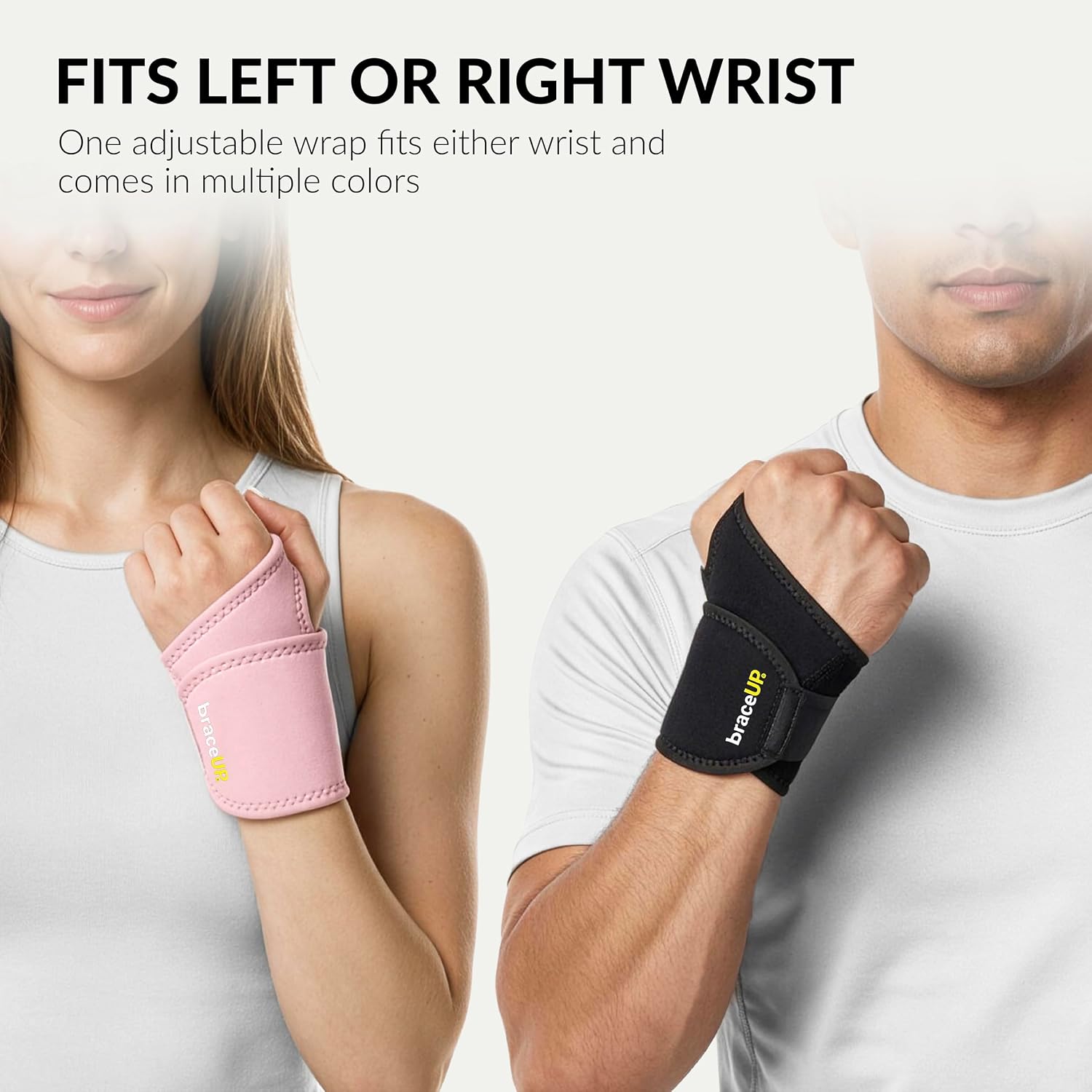 Detalle 2 de BraceUP B402012 Adjustable Wrist Wraps, 2-Pack, Black Neoprene