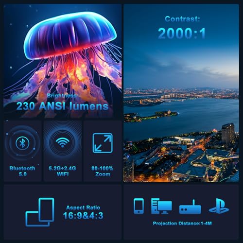 Detalle de Proyector 4K YEEFON Mini Proyector con WiFi 6, Bluetooth 5.4 y Android 11.0