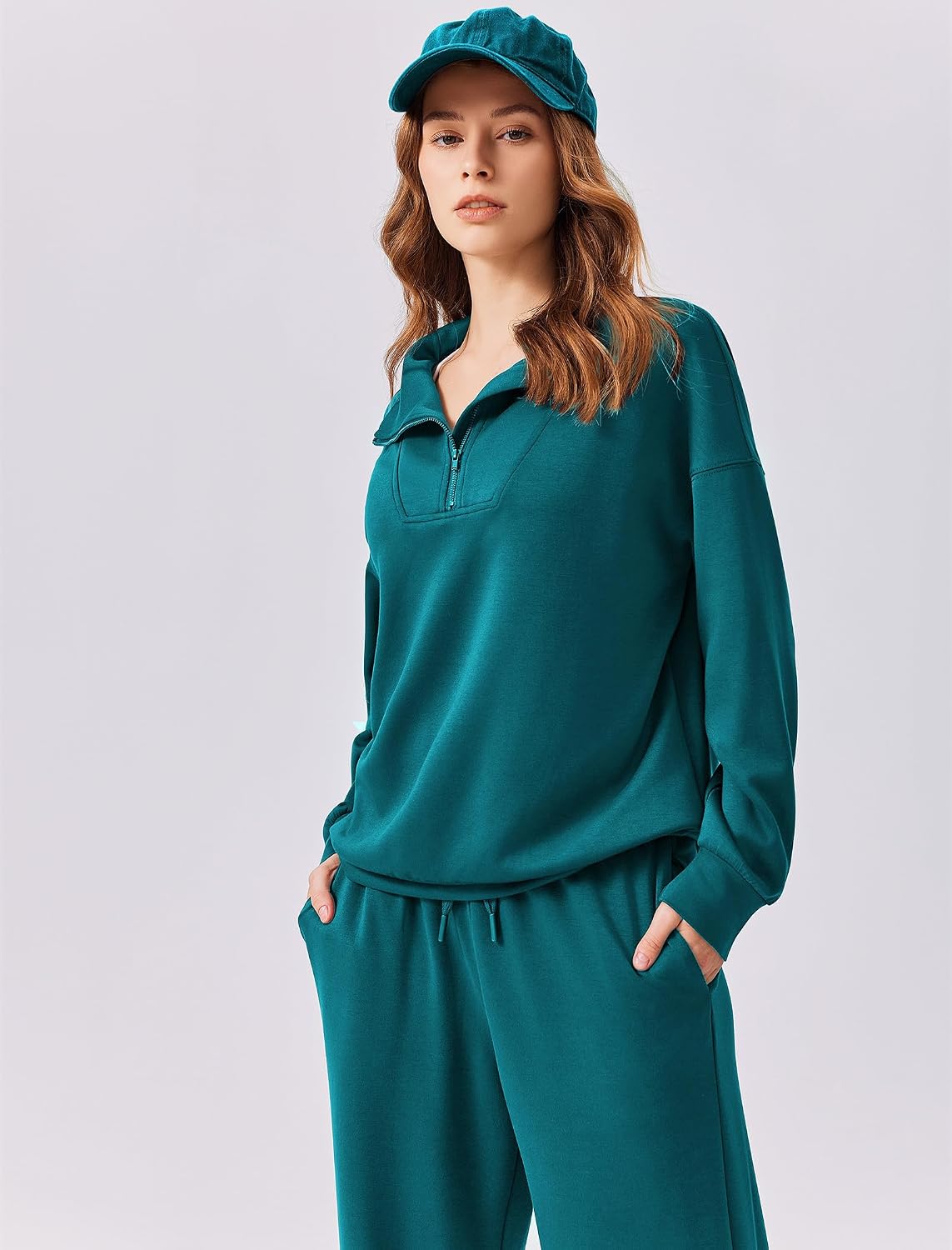Detalle de PINSPARK pinspark tracksuit Women's Two-Piece Set, Oversized Sweatshirt & Wide-Leg Pants