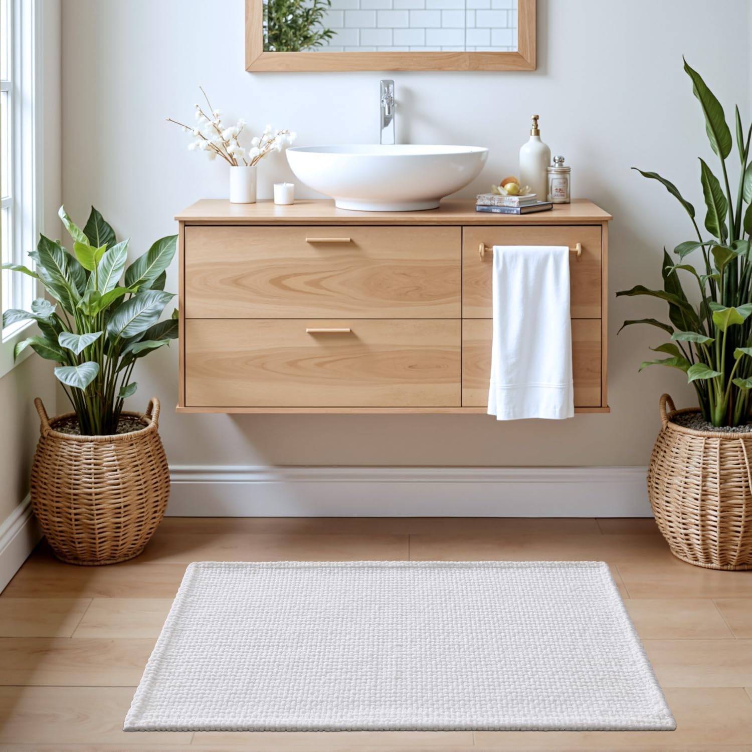 Thumbnail 2 de Tapis de bain DEXI 60 x 90 cm en chenille antidérapant, blanc