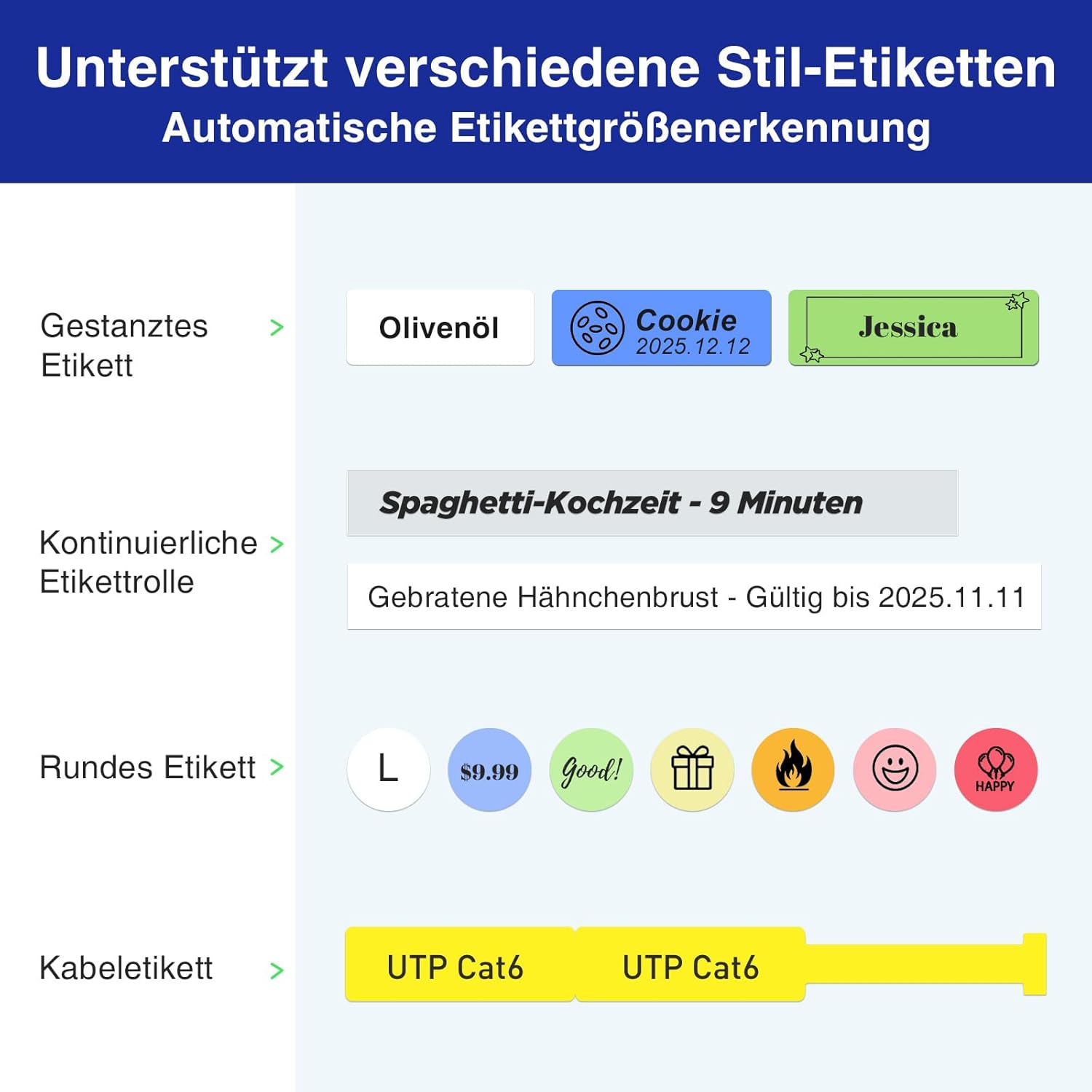 Thumbnail 4 de SUPVAN E11 Etikettendrucker mit deutscher QWERTZ-Tastatur, Endlos-Rollen für Schule, Büro & Zuhause