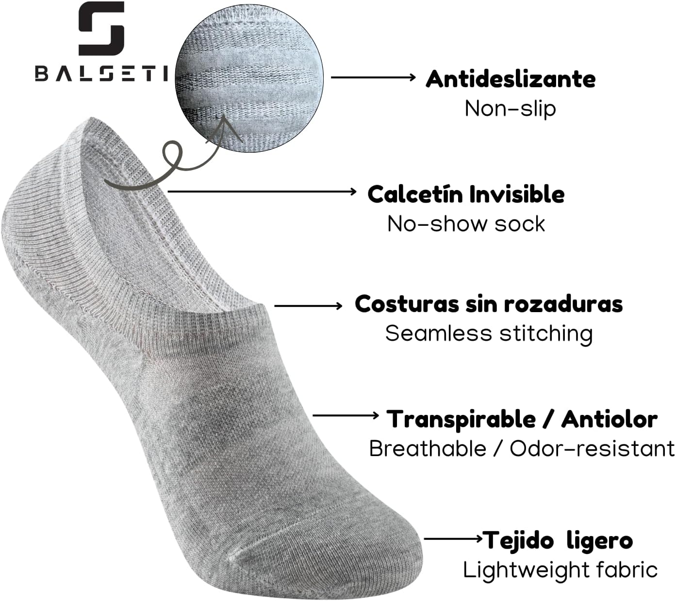 Detalle 2 de Balseti Pinkies Pack 6 pares 85% algodón