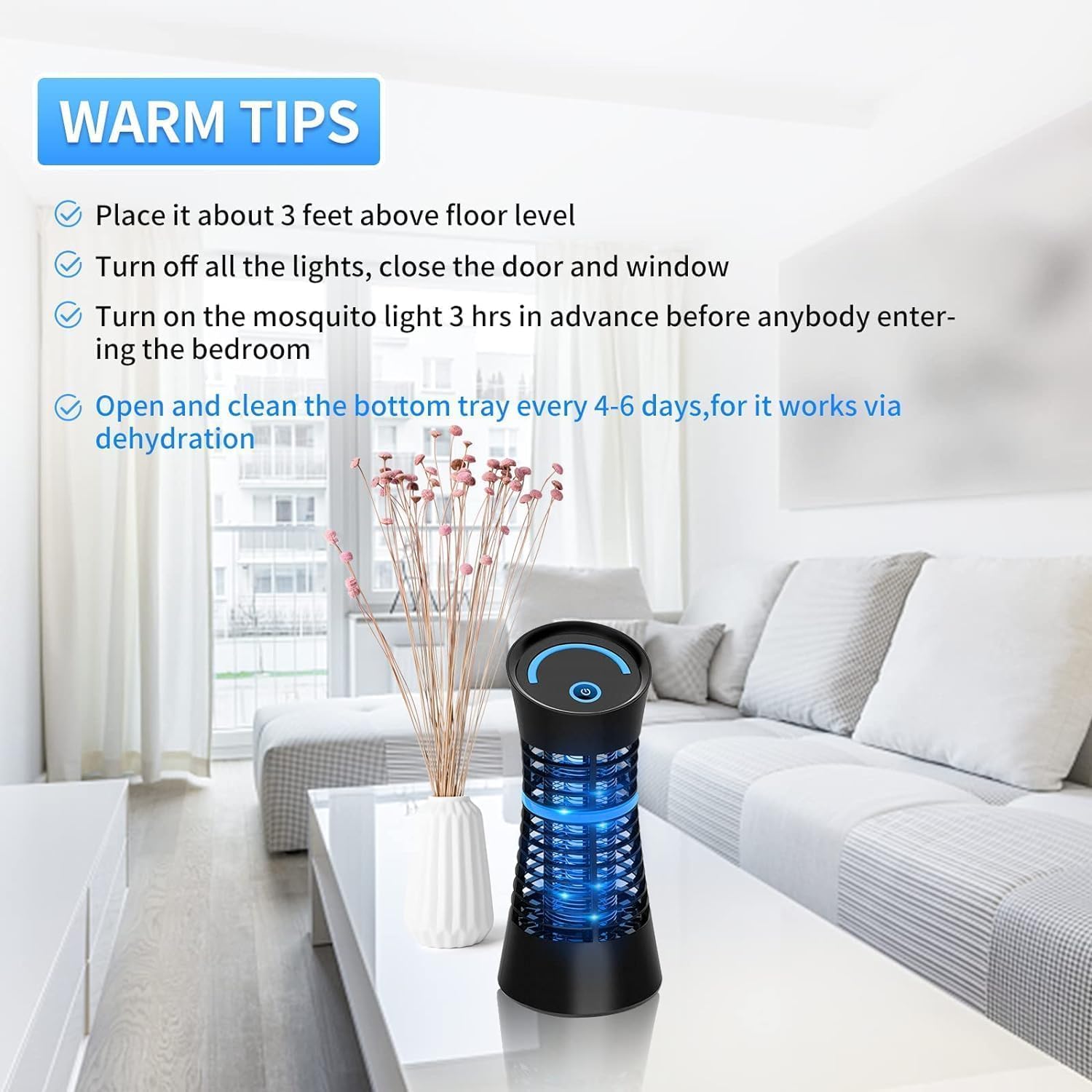 Thumbnail 4 de Regevo Elektrischer Insektenvernichter 1000V, 4W – UV-Licht, 360° Mückenlampe, leiser Innenbereichschutz