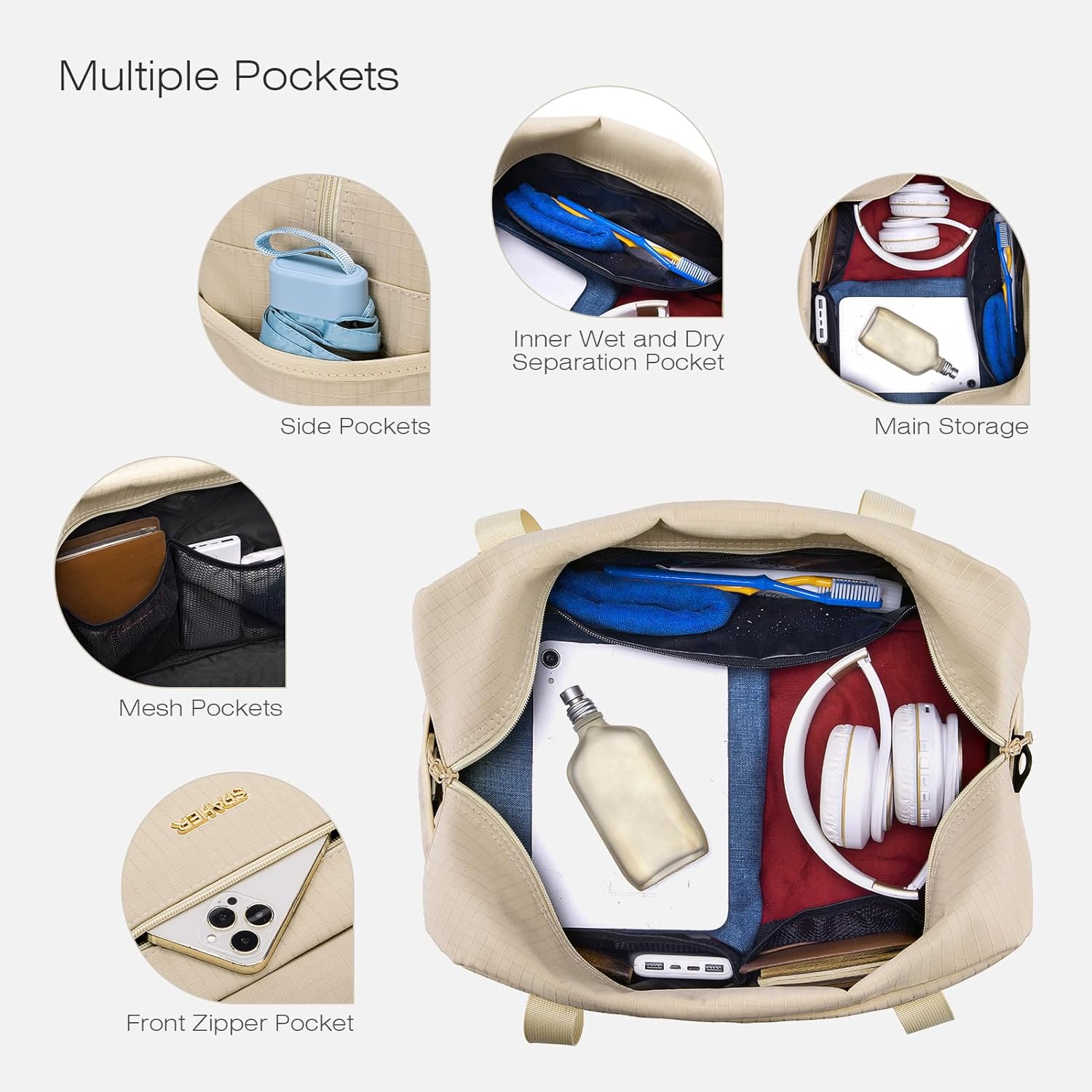 Thumbnail 4 de SPAHER Ryanair Cabin Bag 40x20x25 Foldable Travel Duffle – a compact, versatile carry-on for light travellers