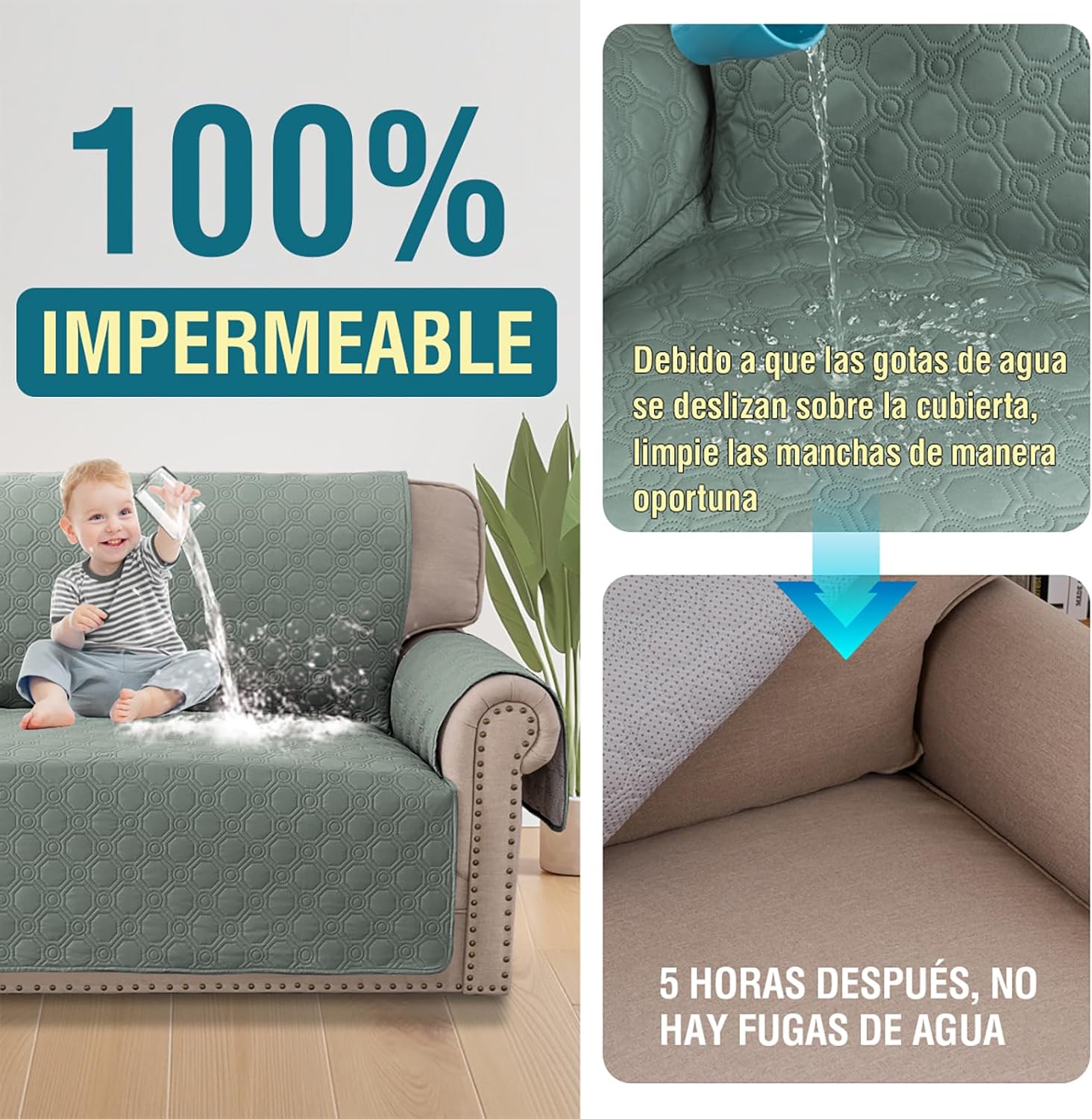 Thumbnail 6 de BellaHills Funda Sofá Chaise Longue Acolchada 205cm 🛋