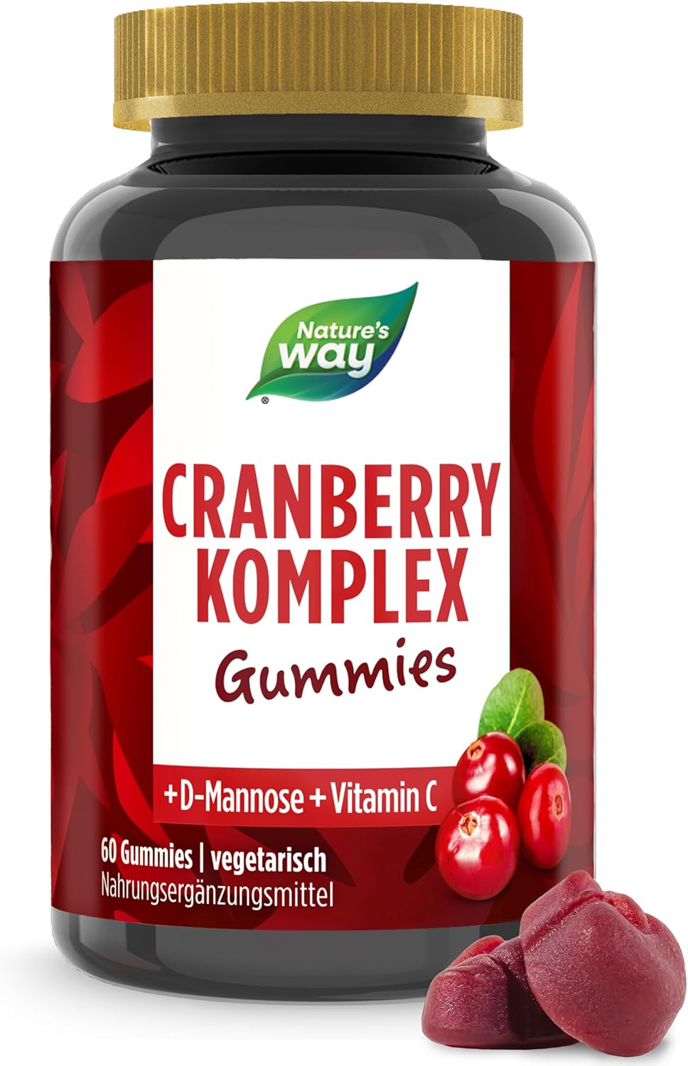 Detalle de Cranberry Gummibärchen 3in1 mit D-Mannose und Vitamin C (60 Stück) – als Alternative zu Cranberrypulver