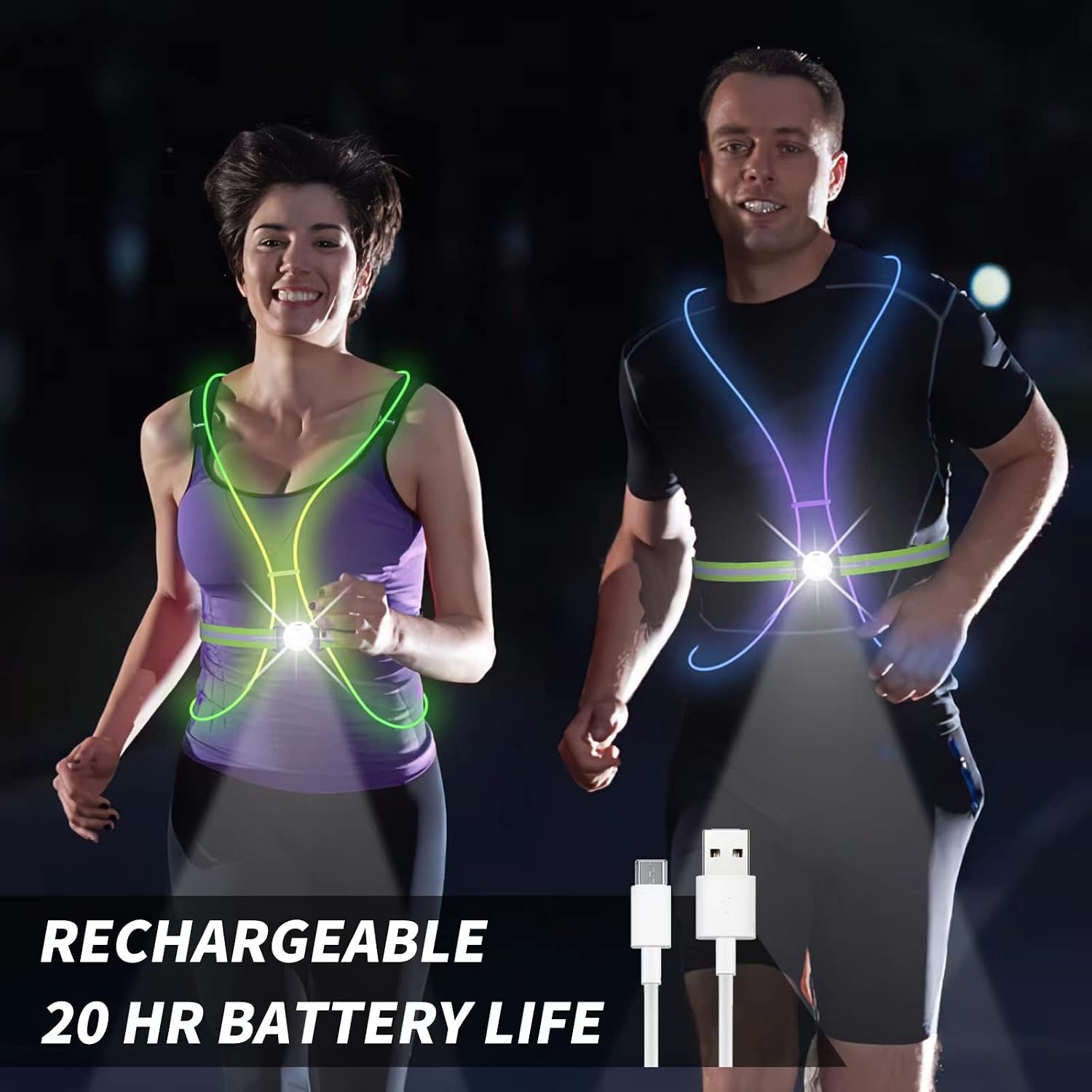 Thumbnail 6 de Ni-SHEN Reflective Running Vest with Front Light, 360° Illumination and 9 Modes