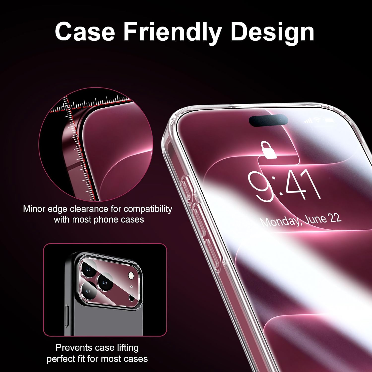Thumbnail 6 de QHOHQ iPhone 18 Pro Max Screen Protector, 9H+ Tempered Glass, 3+3 Pack