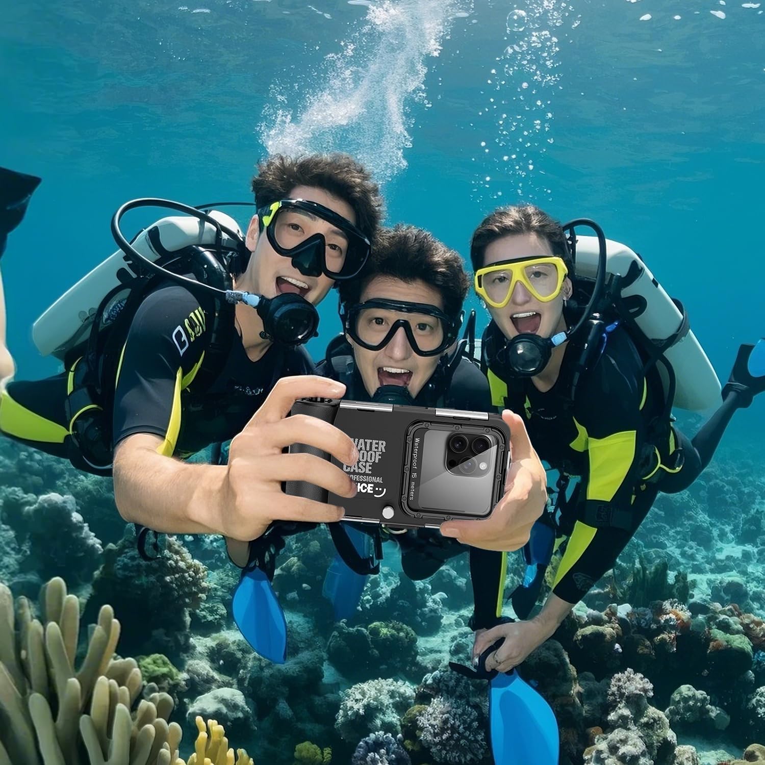 Thumbnail 1 de Ezanmull Unterwasser-Tauchgehäuse für iPhone 17/16/15/14/13/12/11 Pro Max & mehr – wasserdicht bis 15 m (schwarz)