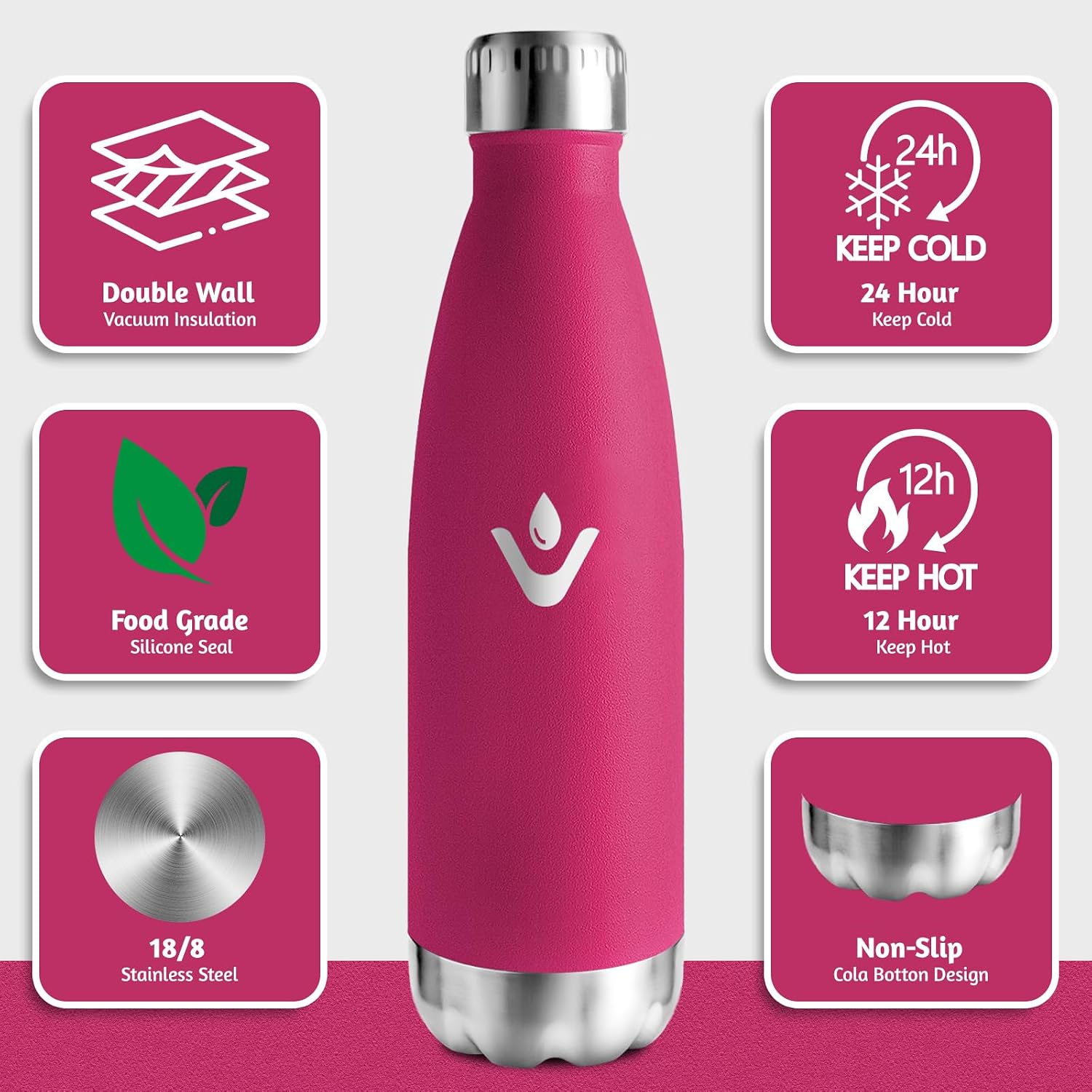 Thumbnail 1 de Motswedi Botella Térmica Niños 500ml 🧒90º Rosa/Rojo