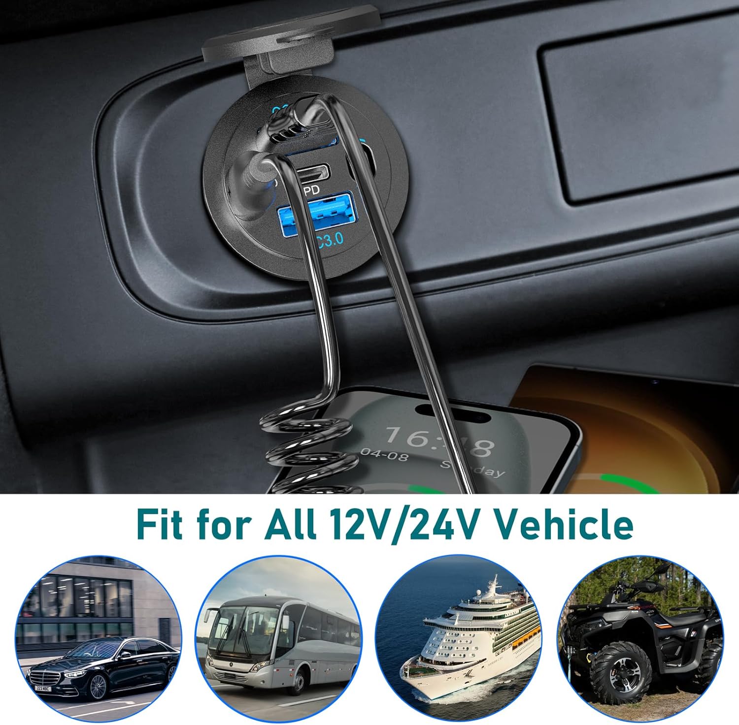 Thumbnail 6 de USB C PD Steckdose 12V 90W 4‑Ports