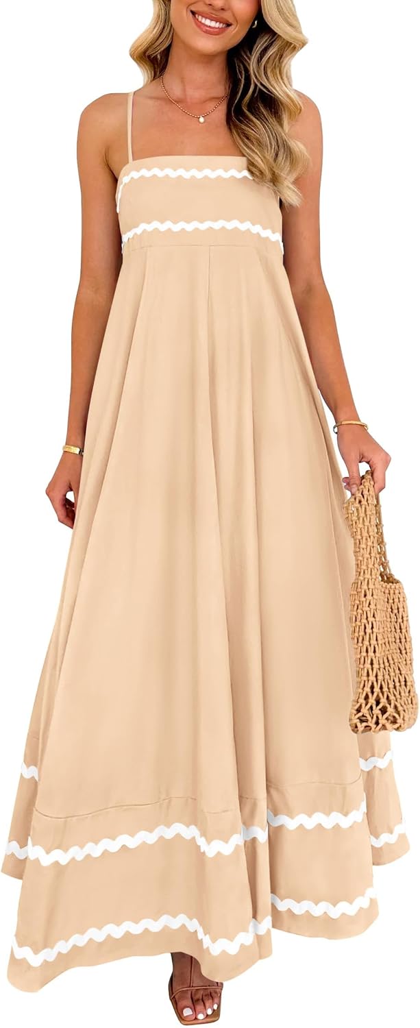 Detalle de PRETTYGARDEN Women's 2026 Summer Flowy Maxi Dress