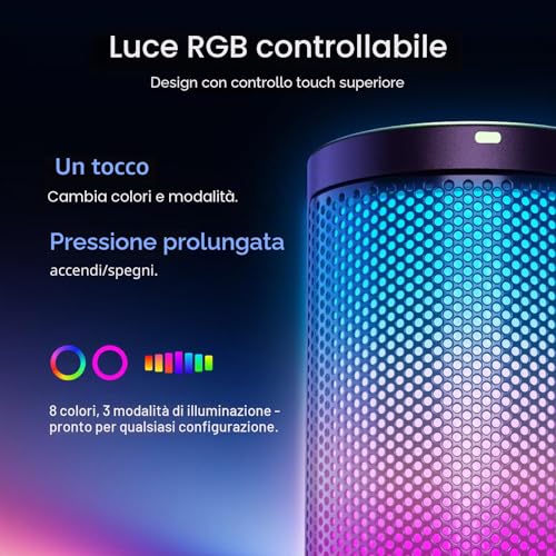 Detalle de MAONO Microfono Gaming RGB: microfono USB con cancellazione rumore e illuminazione dinamica per streaming e podcast