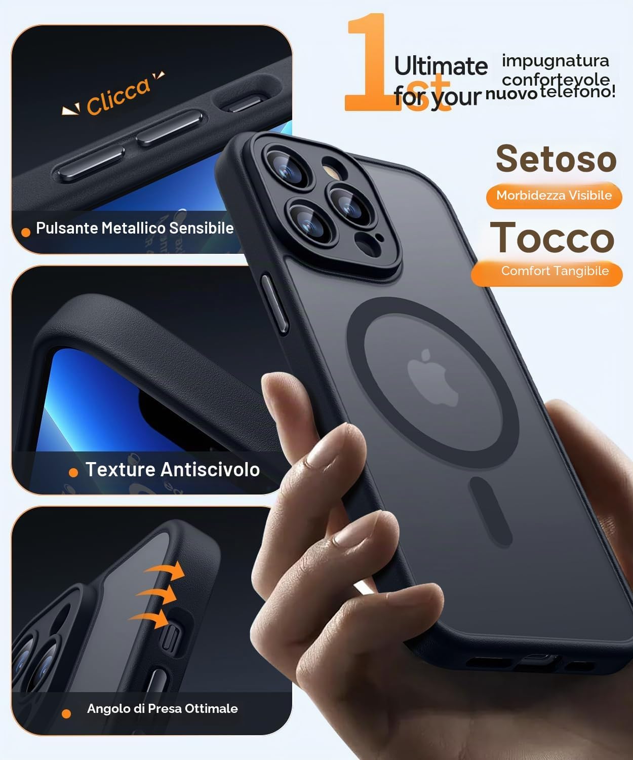 Detalle de CANSHN Cover Magnetica per iPhone 13 Pro Max 6,7" – Protezione completo della fotocamera, formato opaco traslucido