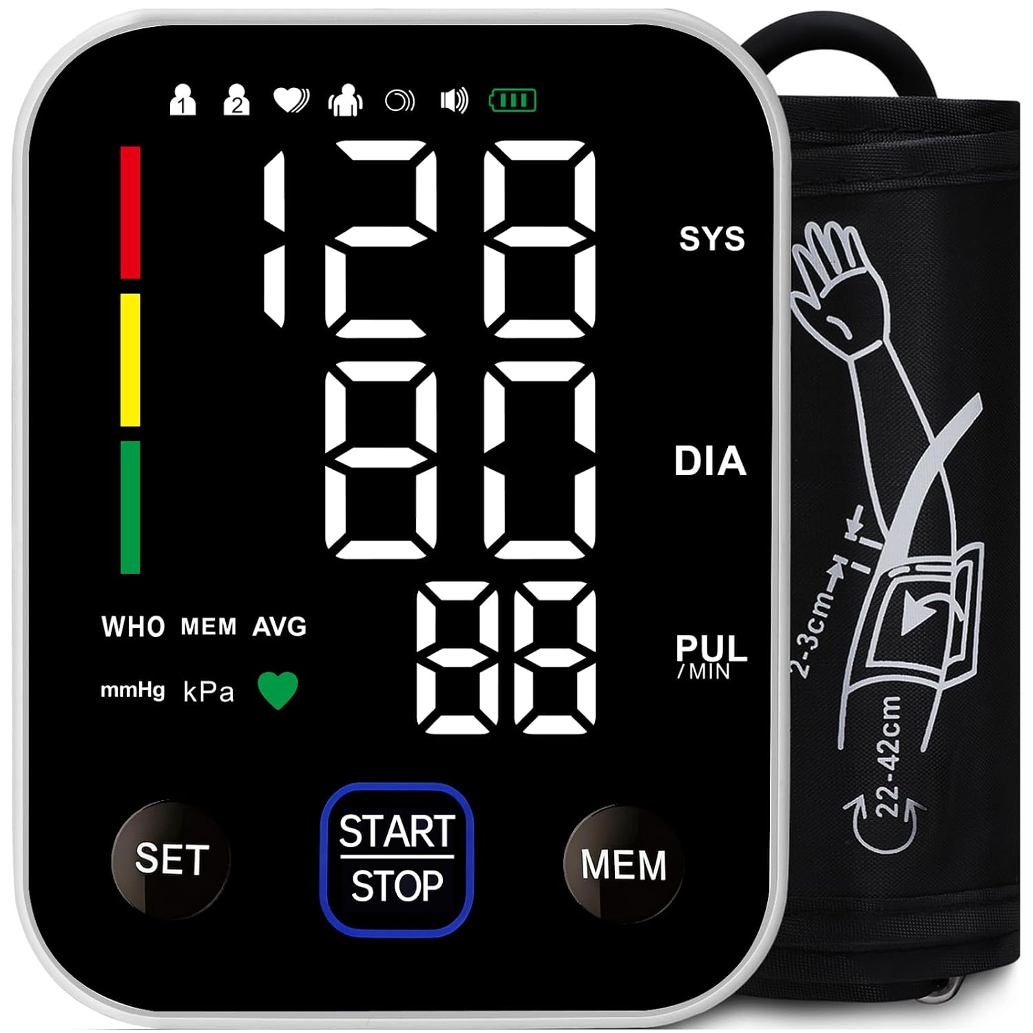 Detalle de Estabien Automatic Upper Arm Blood Pressure Monitor with LED Display and Adjustable Cuff