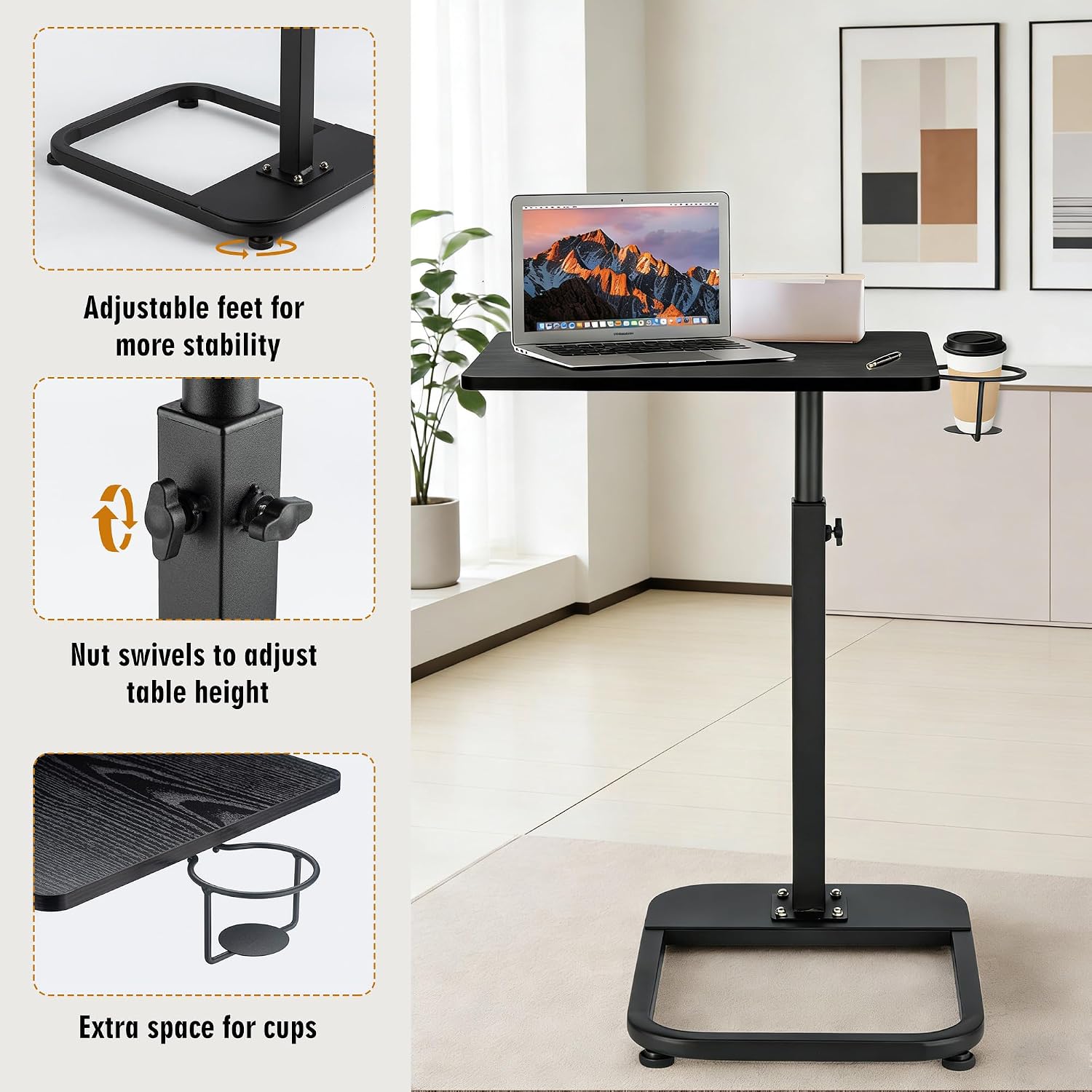 Detalle de Facka C-Shaped TV Tray Table, 18–32-Inch Height