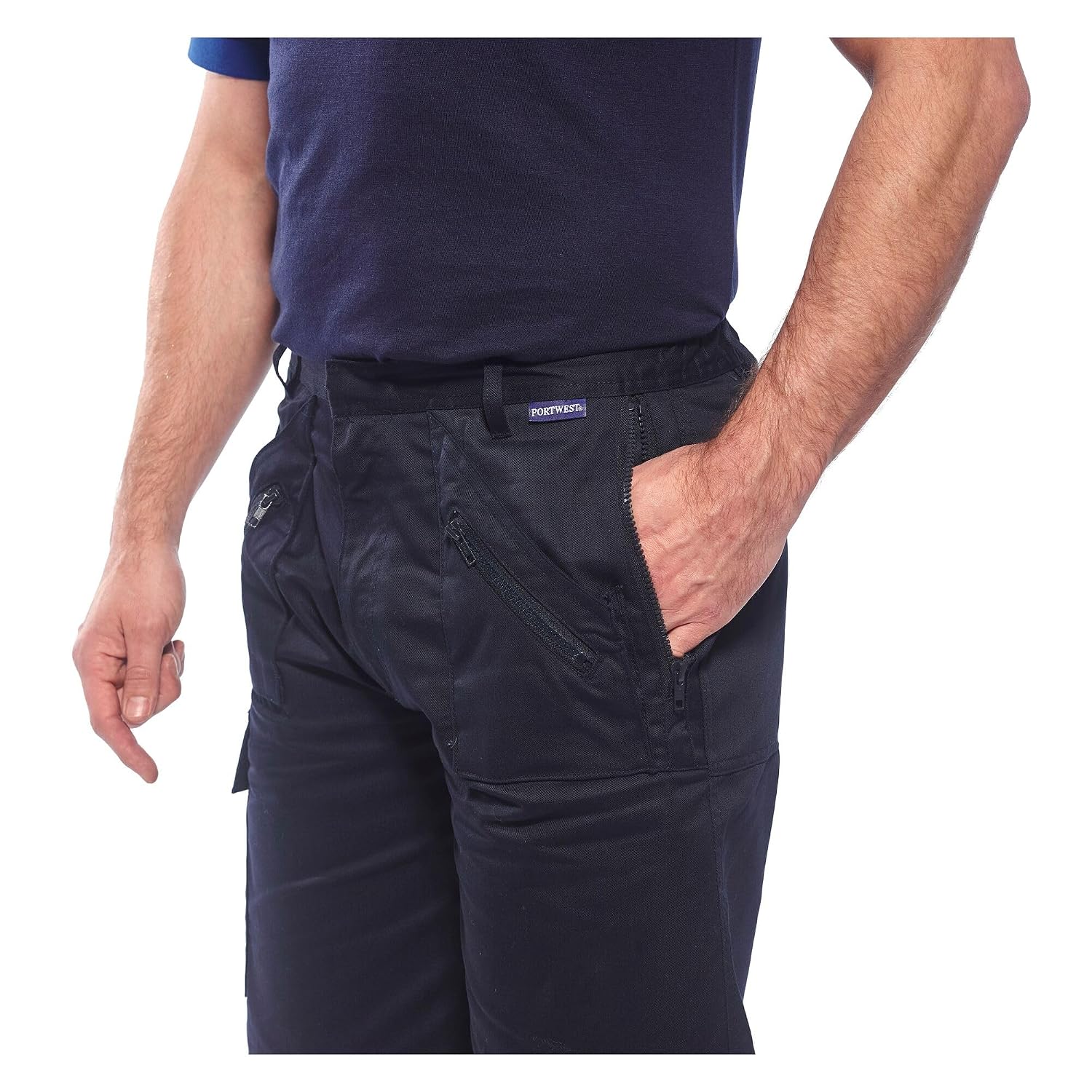 Detalle 2 de Portwest S889 pantaloncini da lavoro elastici di sicurezza blu navy, taglia S