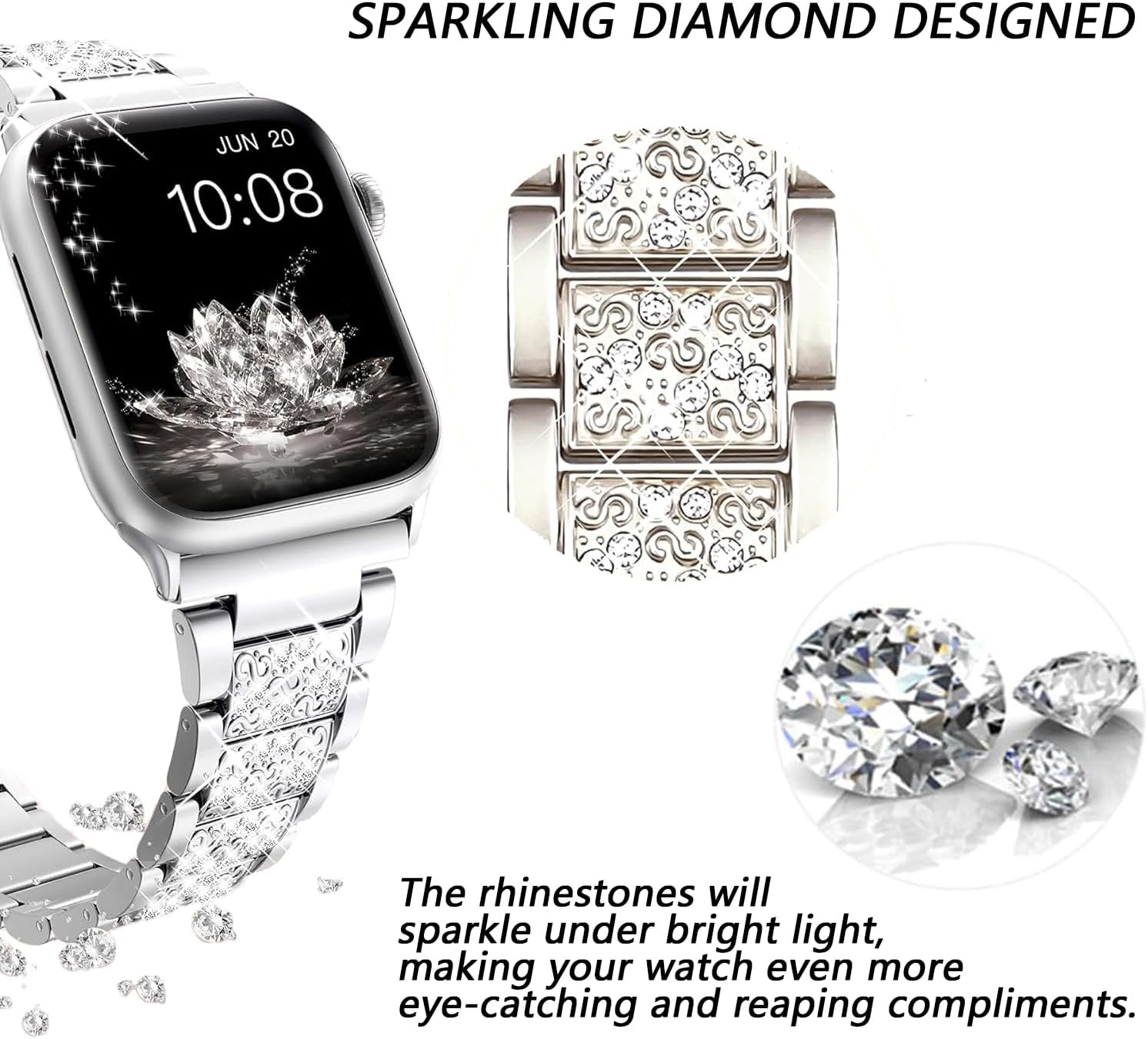 Thumbnail 1 de JJii Sung Bling Diamond Strap for Apple Watch 44mm