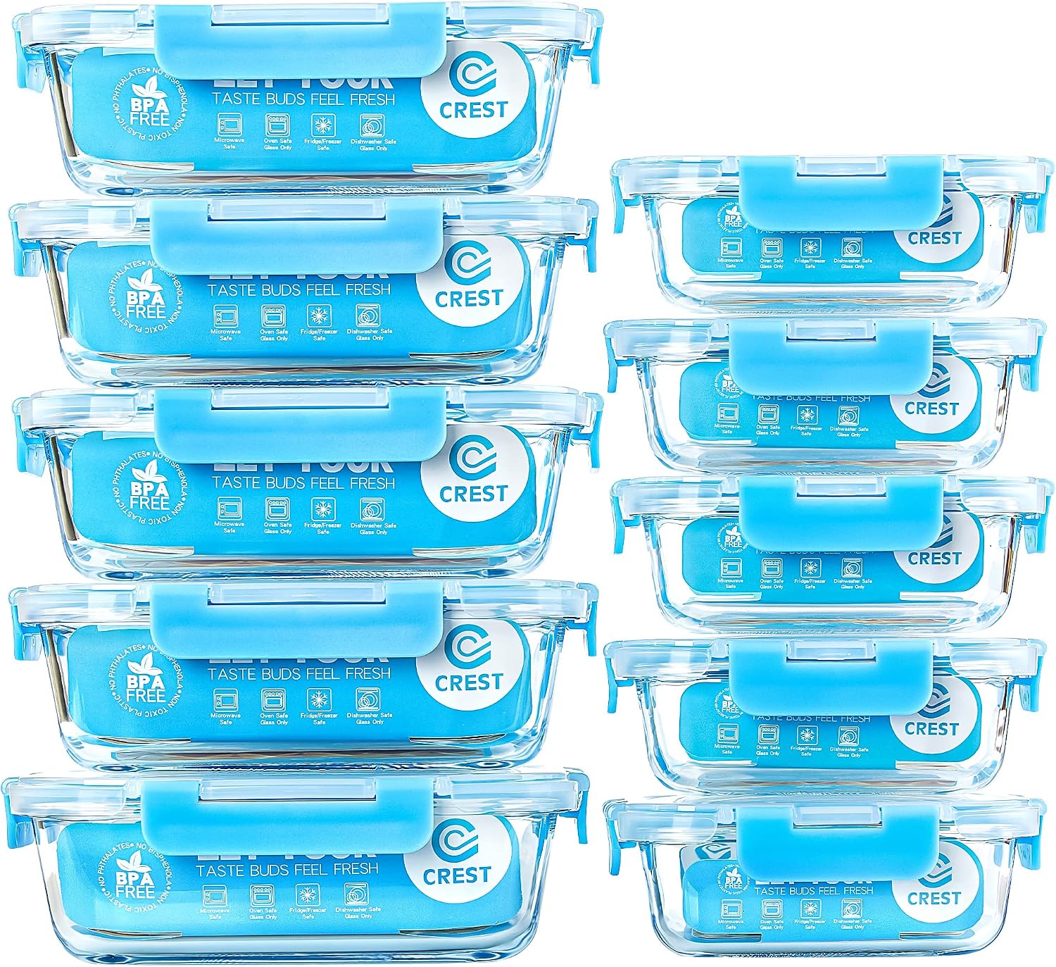 Detalle de C CREST Glass Meal Prep Containers 10-pack ๐ฑ