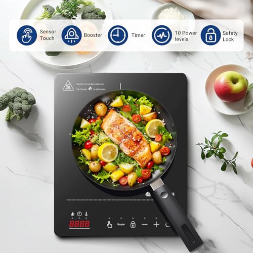 Detalle 2 de AAOBOSI Single Induction Cooker: Portable 2000W Booster, 20 Power & Temp Levels