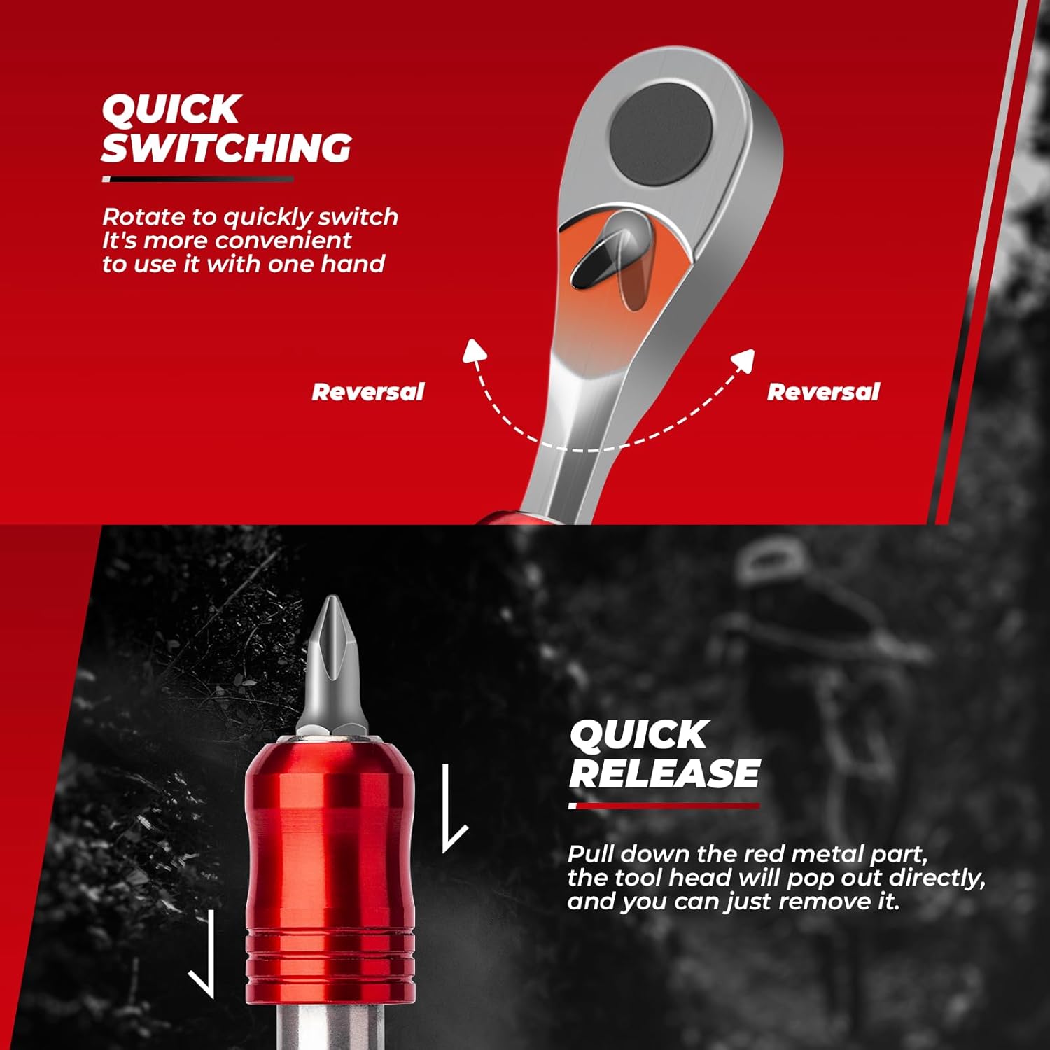 Thumbnail 4 de ROCKBROS set chiavi a cricchetto da 72 pezzi, cassetta portatile con 10 punte e leve per pneumatici