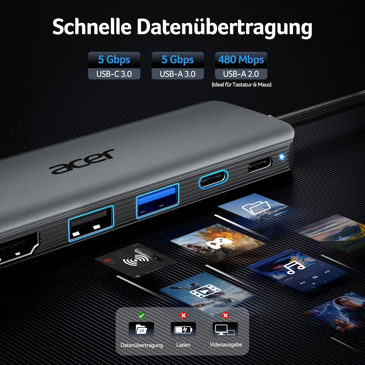 Thumbnail 3 de Acer USB-C Hub 5-in-1: 4K@60Hz, PD 100W, HDMI + USB-A/C