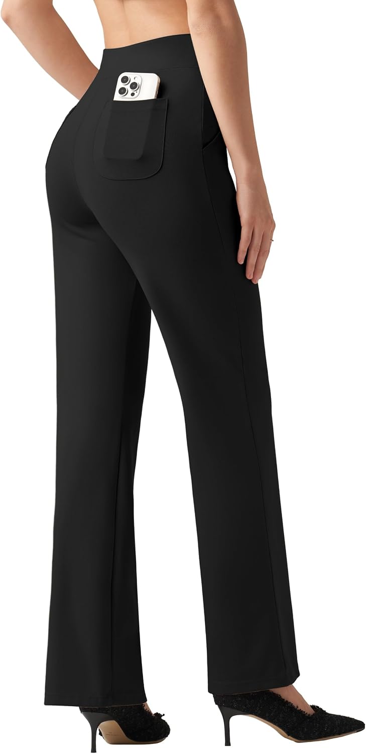 Detalle de Willit Women's Wide-Leg Dress Pants, High-Waisted Stretch Work Pants with Pockets