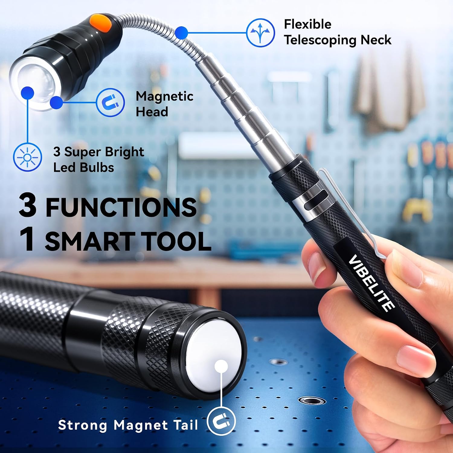 Detalle 2 de VIBELITE Magnetic Flashlight, 22-Inch
