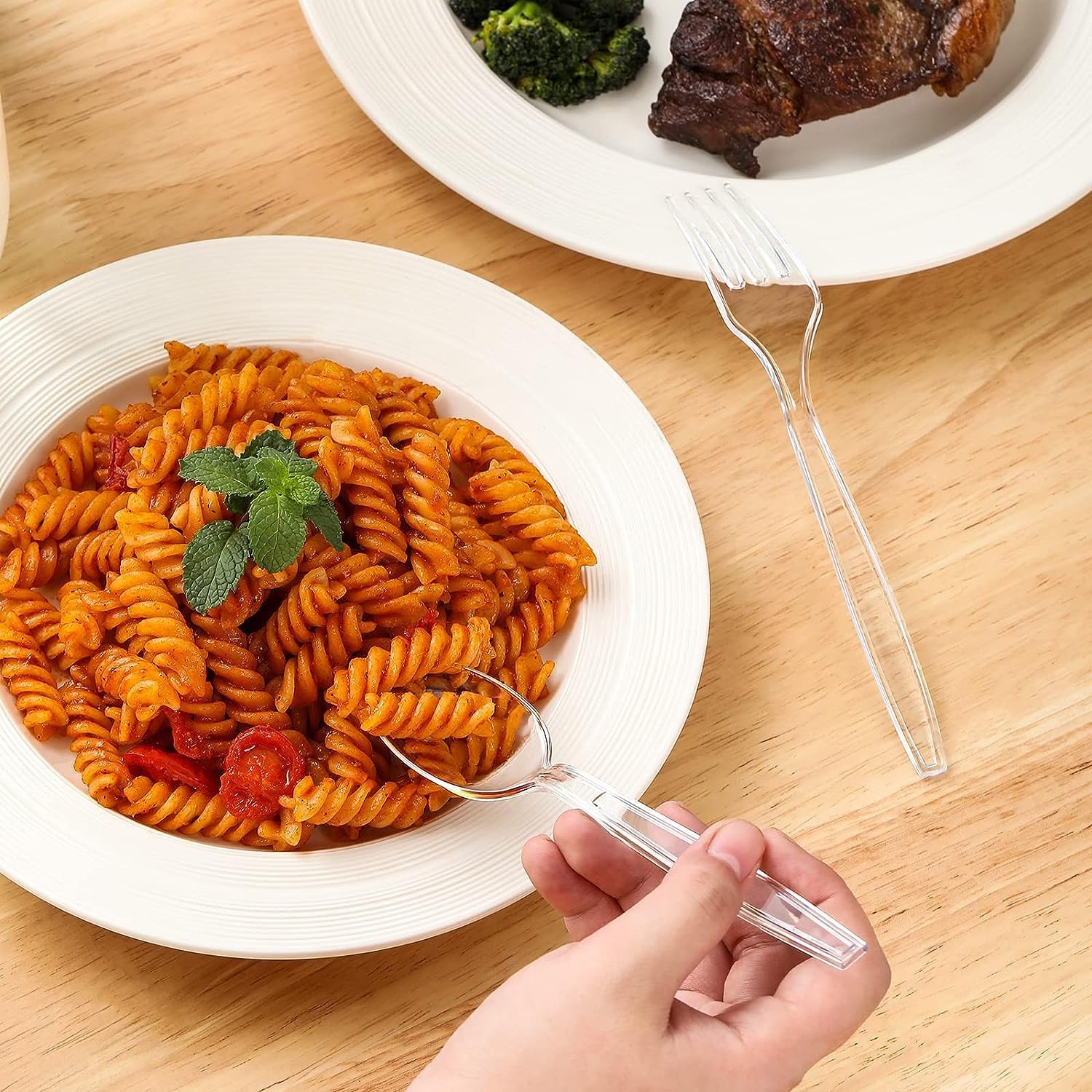 Thumbnail 2 de Clear Plastic Forks and Spoons Set 400 pcs 🍴