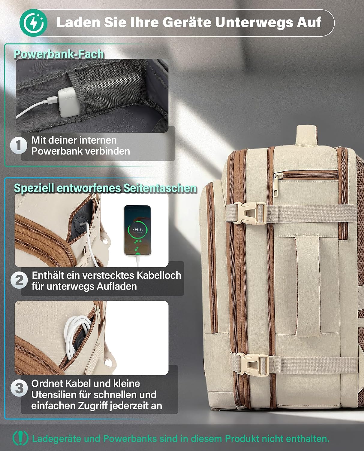 Thumbnail 6 de VANKEV Handgepäck-Rucksack 40×30×20–25 cm