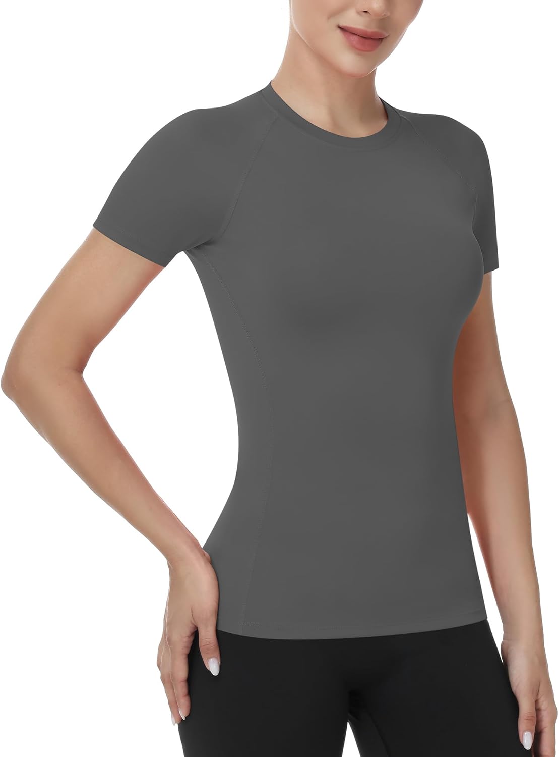 Thumbnail 1 de ELIRAVO Damen Kompressionsshirt Kurzarm mit Raglanärmeln – atmungsaktives, schnell trocknendes Sportshirt