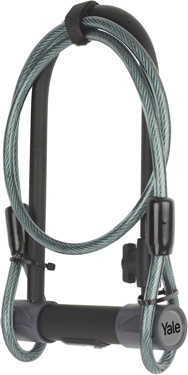 Detalle de Lucchetto a U Yale YUL2C/13/230/1 con cavo e staffa bici – alta sicurezza 230 mm