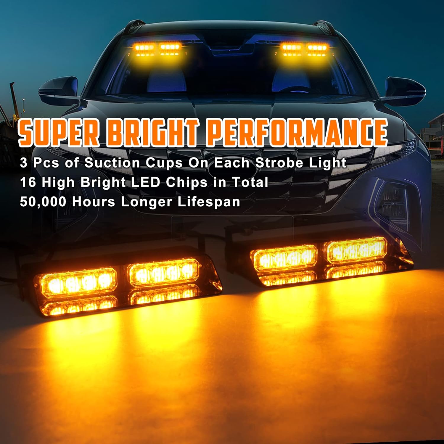 Thumbnail 3 de I LITTON 2-in-1 Amber LED Windshield Strobe Light for Vehicles
