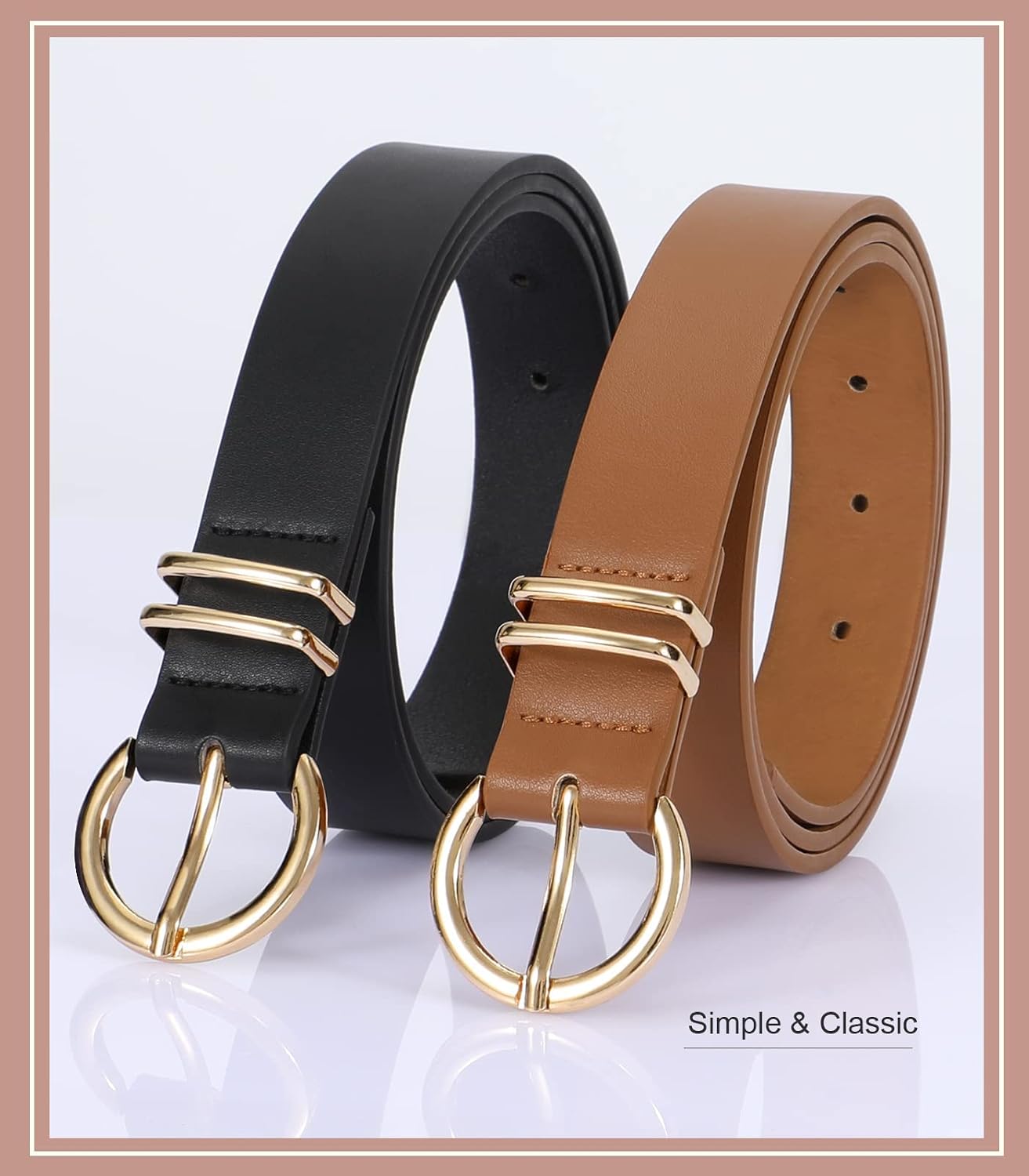 Detalle 2 de VONMELLI leather belt 2 pack 1.1 inch