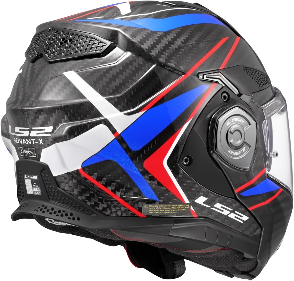 Thumbnail 3 de LS2 Advant X Carbon Future II - Casco modularità avanzata in gloss bianco/blu, taglia L