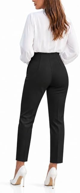 Detalle de LOVESHOOT High-Waisted Pleated Straight-Leg Dress Pants with Stretch